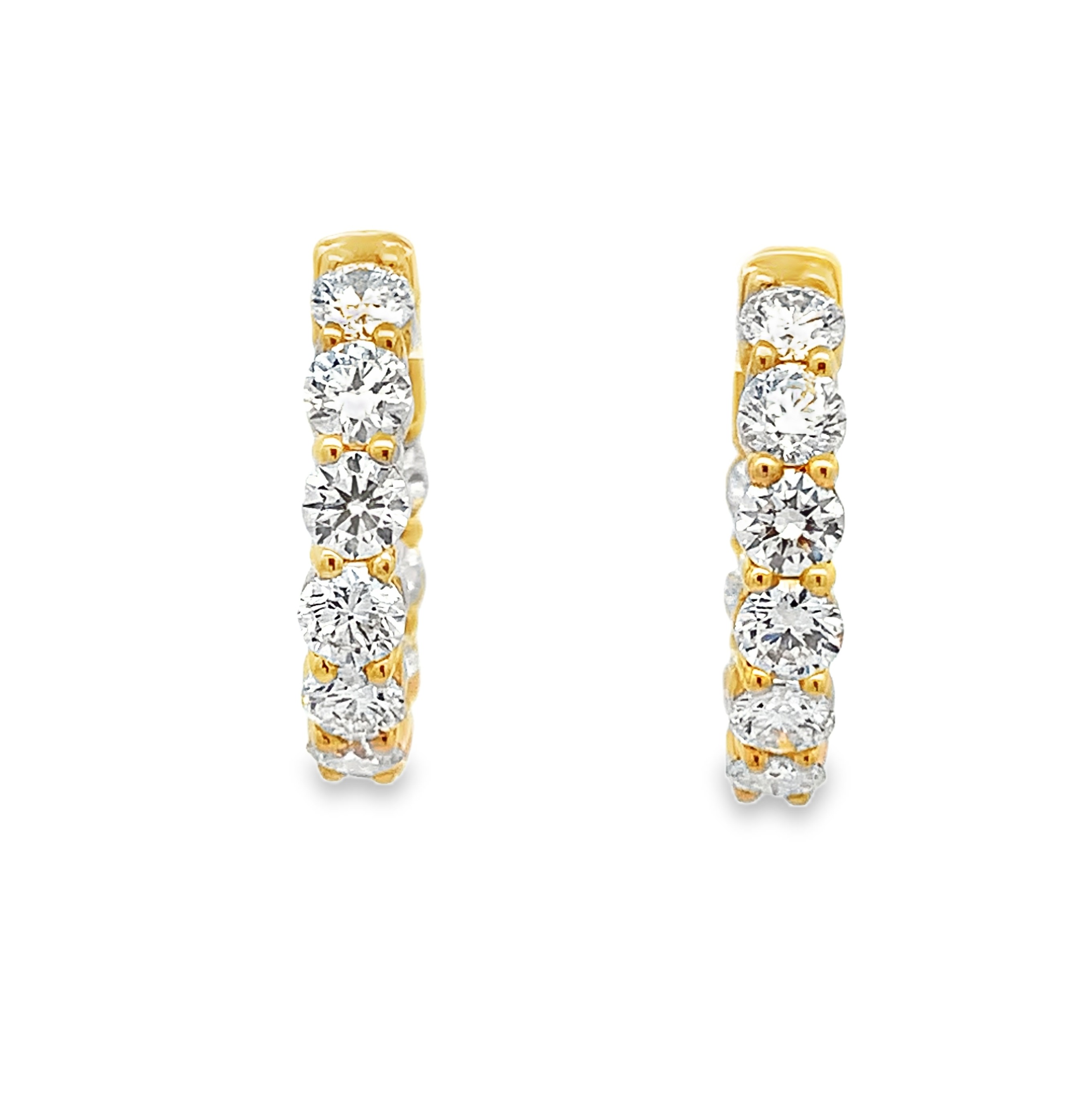 18K Yellow Gold 4-3/4 Carat Diamond Hoops