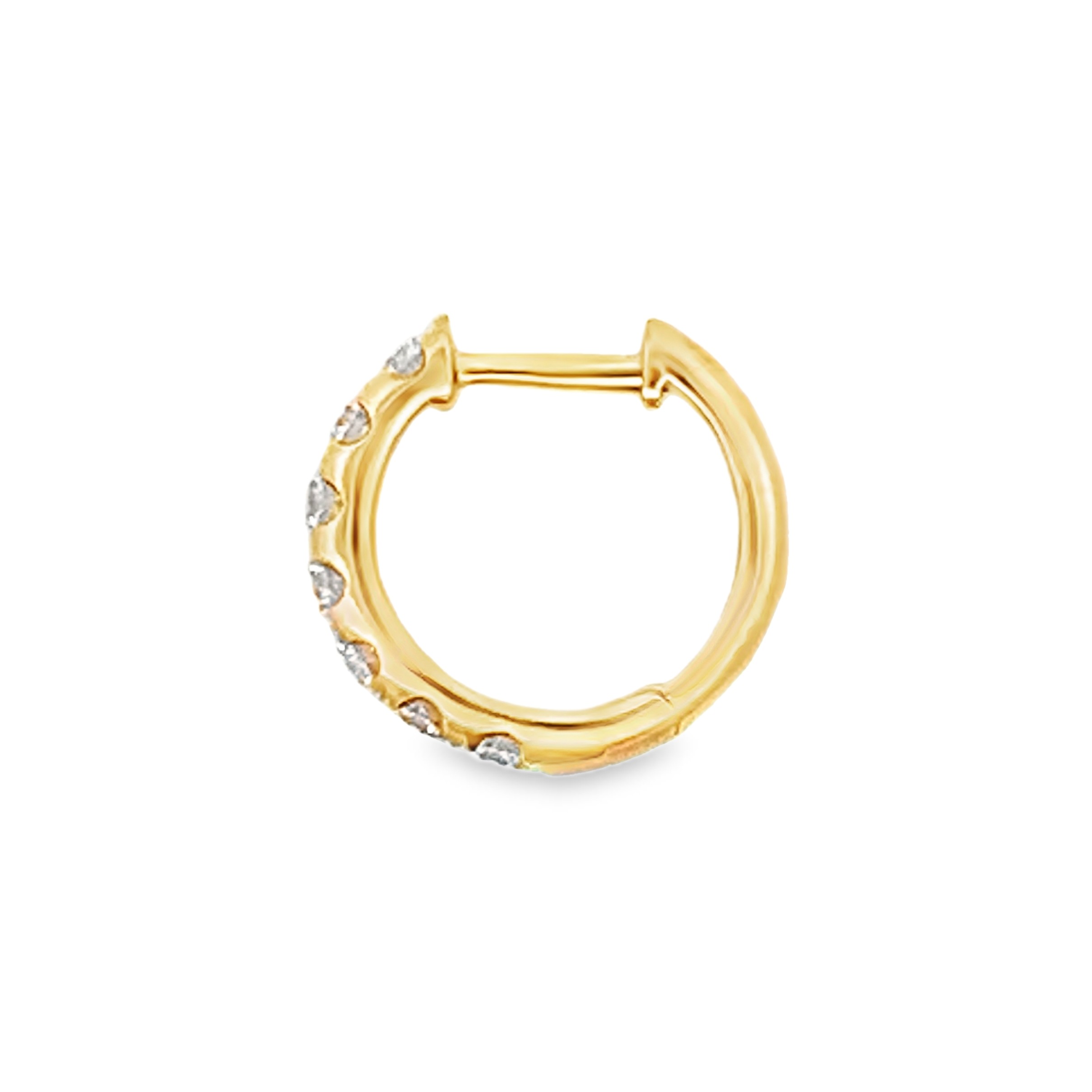 18K Yellow Gold Diamond Hoopswith 14 Round Diamonds 0.81 CTW G-H VS1-VS2 and CTW
11x10mm