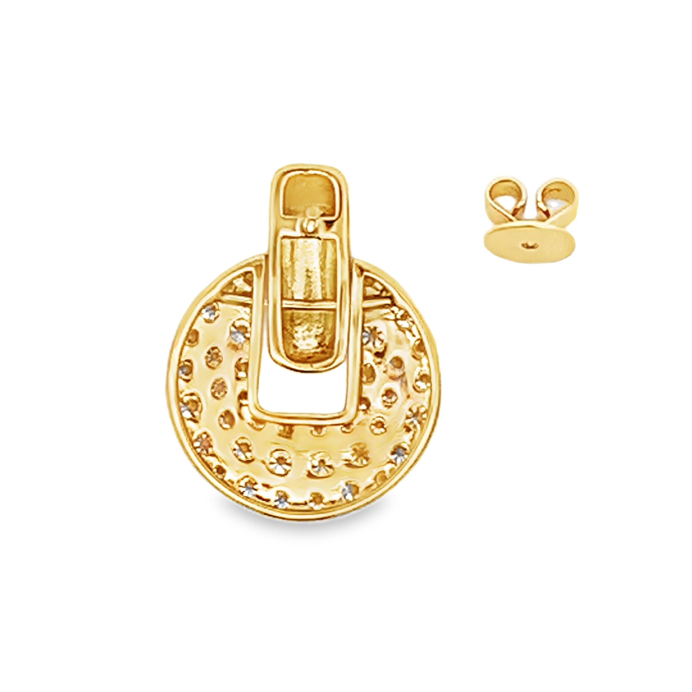 18K Yellow Gold Diamond Dangling Circle Earrings