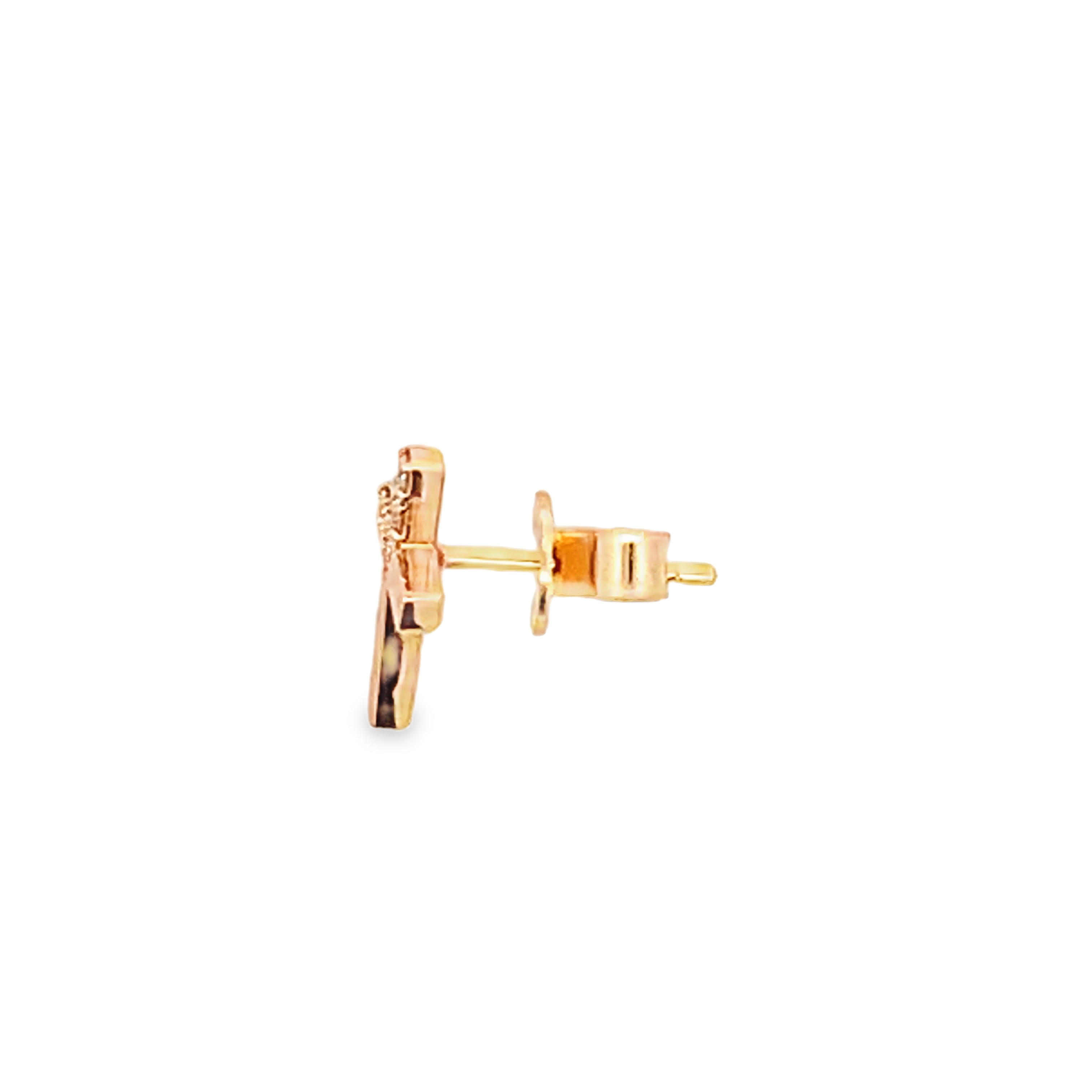 18K Yellow Gold Diamond Cross Earrings with 10 Round Diamonds 0.15 CTW G-H SI1 - SI2
12x9mm
