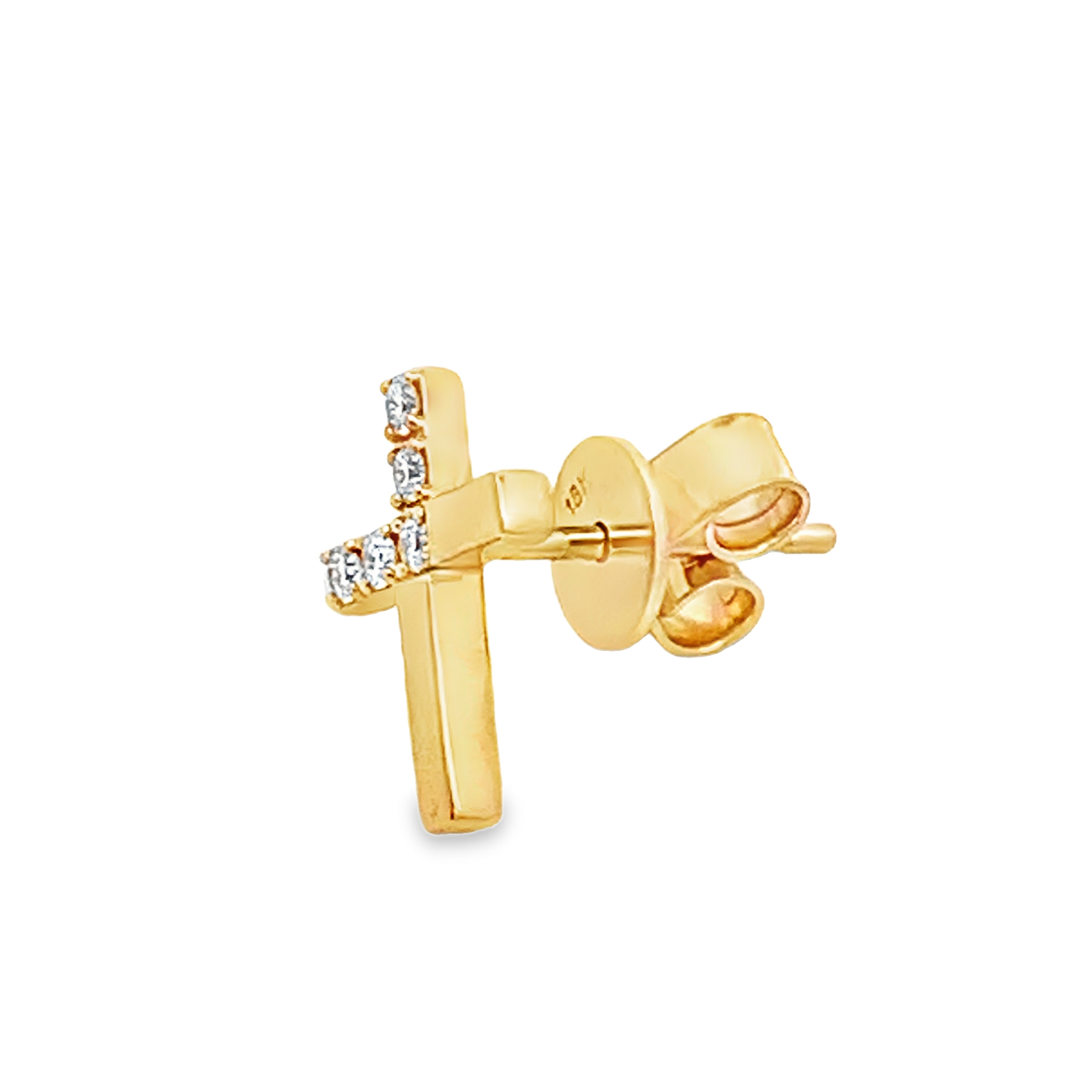 18K Yellow Gold Diamond Cross Earrings with 10 Round Diamonds 0.15 CTW G-H SI1 - SI2
12x9mm