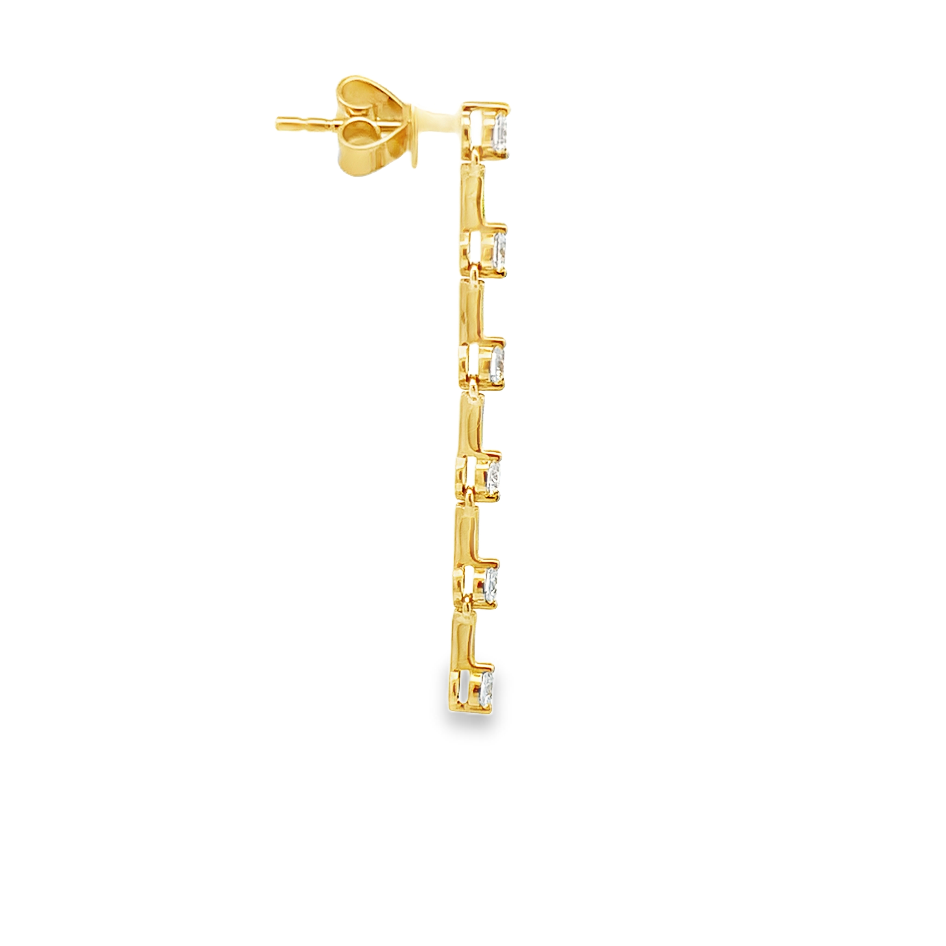 18K Yellow Gold 3/4 Carat Diamond Dangling Earrings