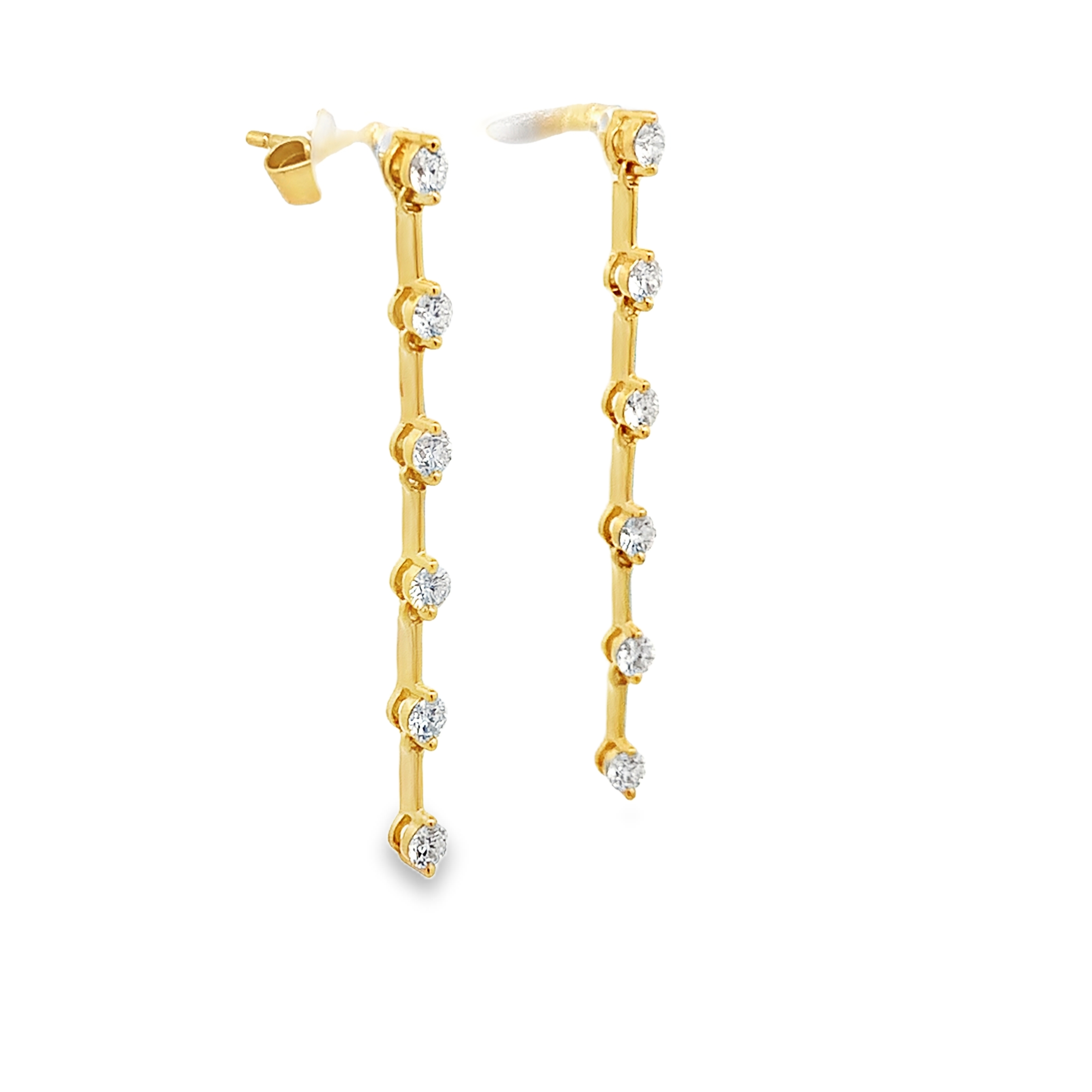 18K Yellow Gold 3/4 Carat Diamond Dangling Earrings