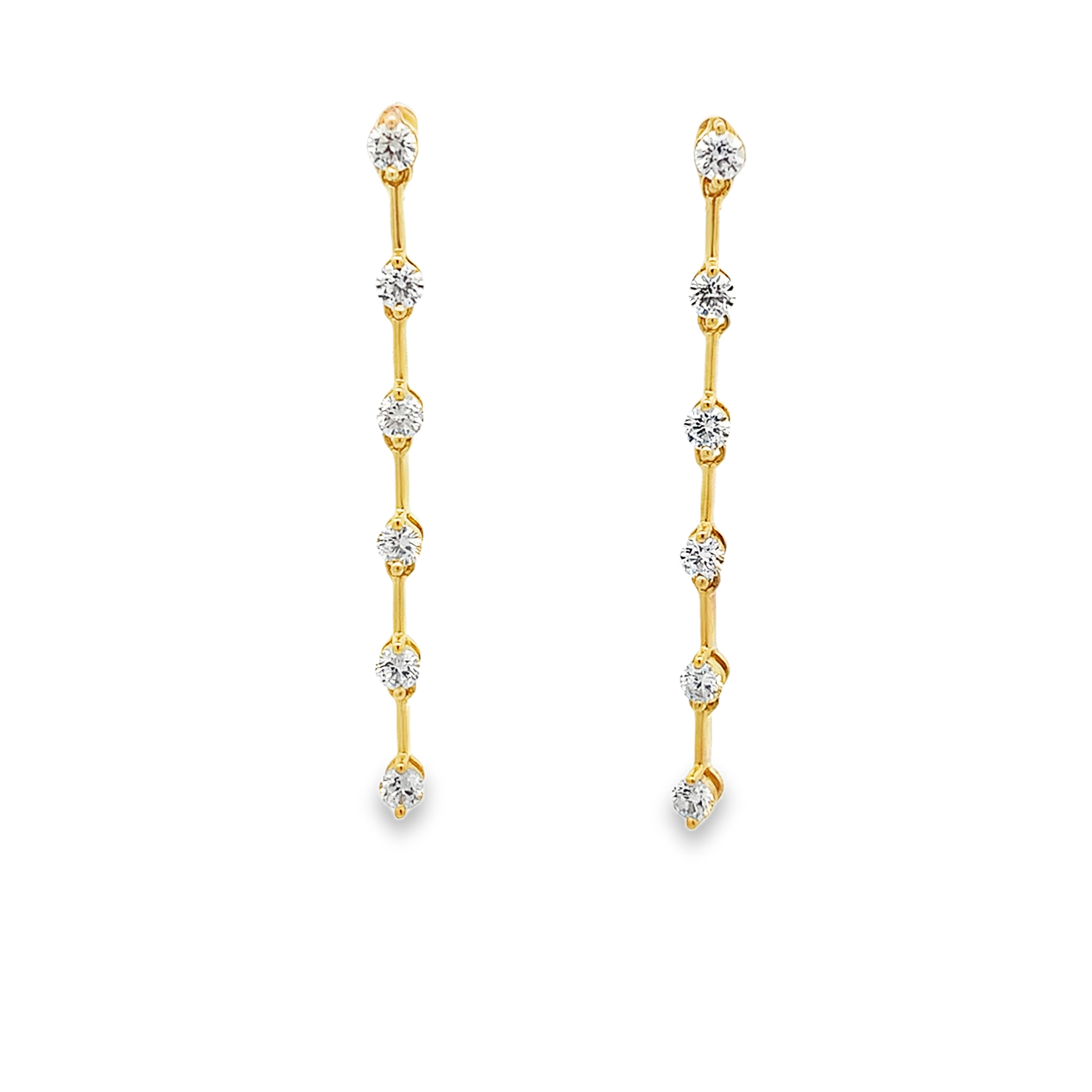 18K Yellow Gold 3/4 Carat Diamond Dangling Earrings
