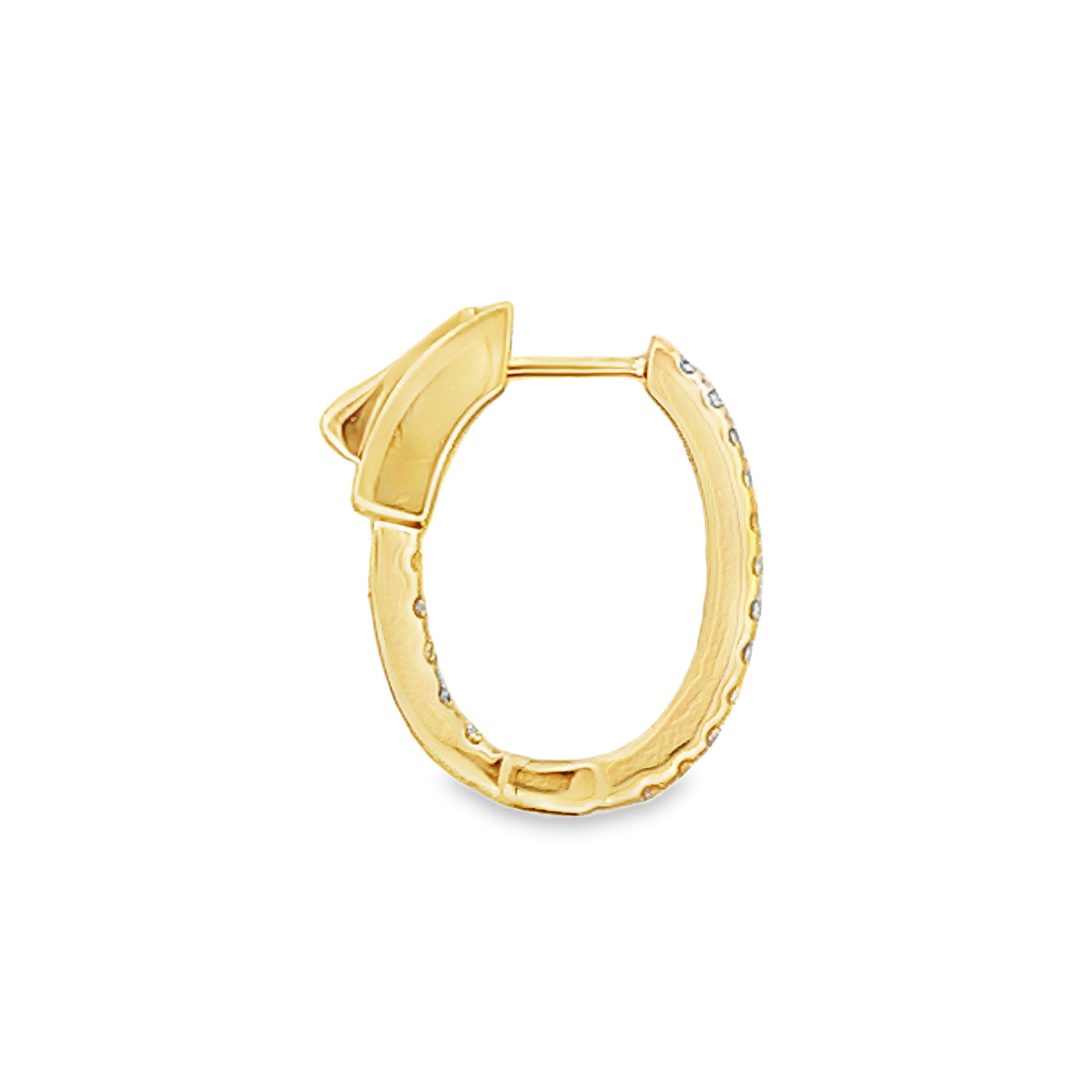 18K Yellow Gold 1/2 Carat Diamond Hoops