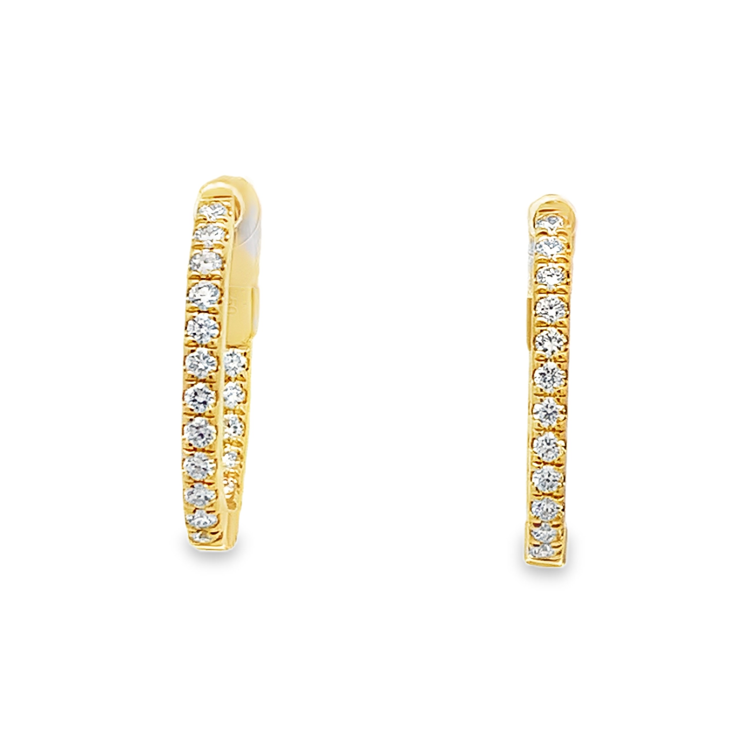 18K Yellow Gold 1/2 Carat Diamond Hoops