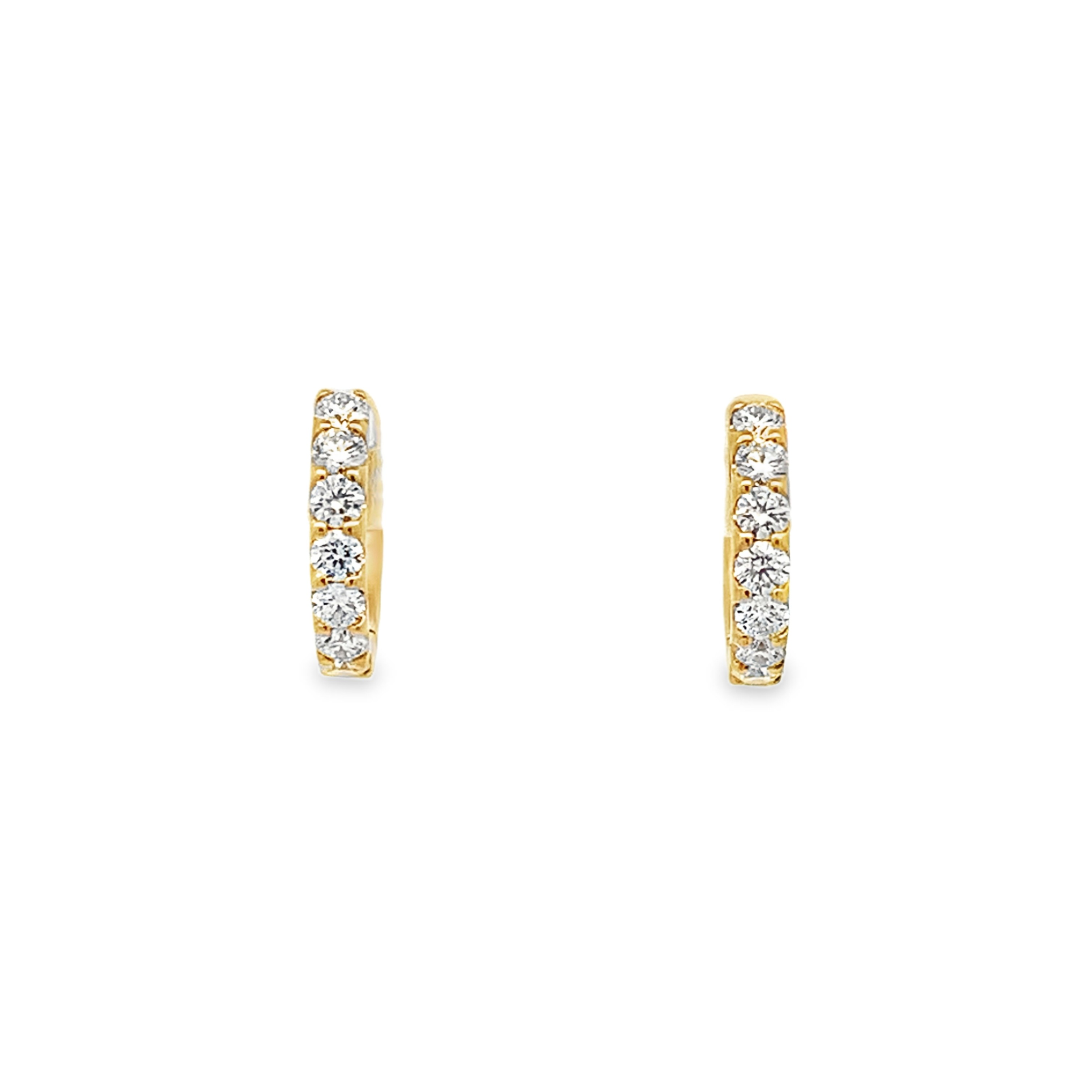 18K Yellow Gold 1/2 Carat Small Diamond Hoops