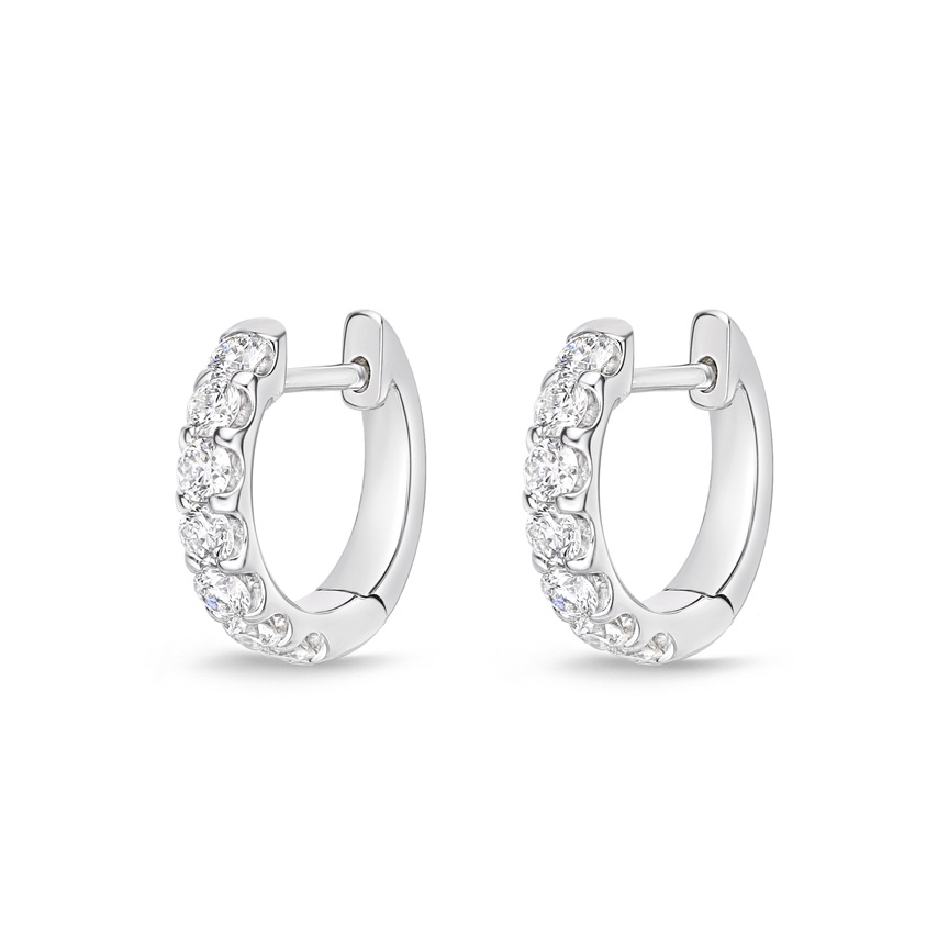 Memoire 18K White Gold 1/2 Carat Diamond Huggies