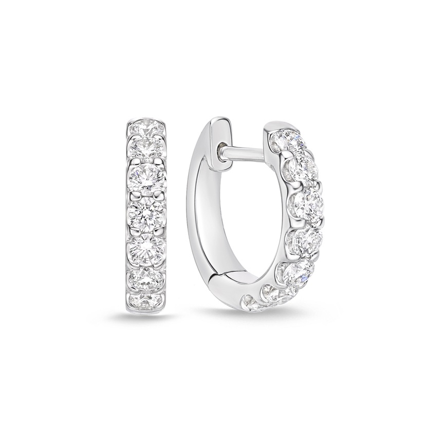 Memoire 18K White Gold 1/2 Carat Diamond Huggies