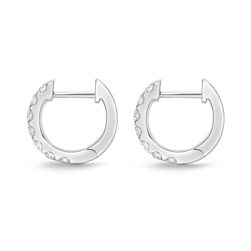 Memoire 18K White Gold 1/2 Carat Diamond Huggies