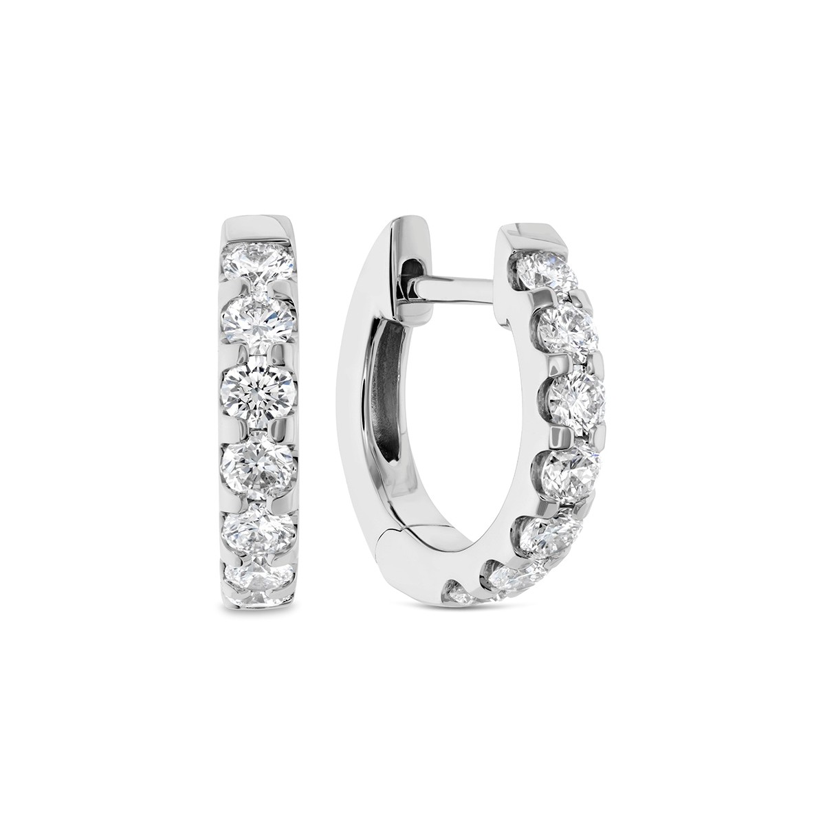 Memoire 18K White Gold 1/2 Carat Diamond Huggies