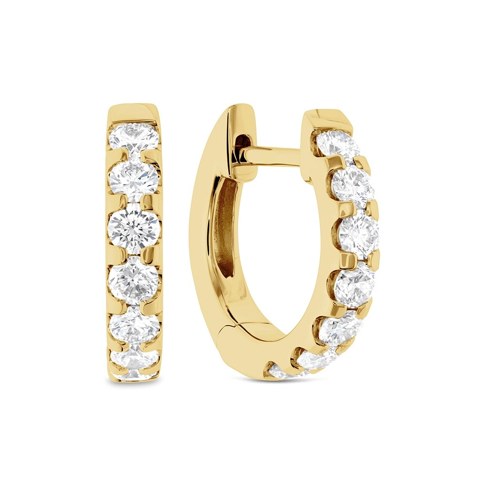 Memoire 18K Yellow Gold 1/2 Carat Diamond Huggies