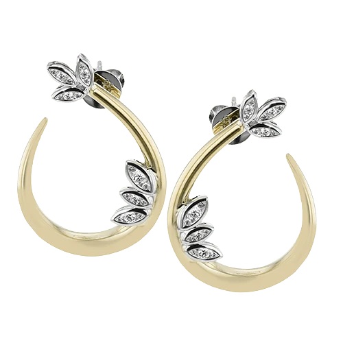 Simon G. Event 18K Two-Tone Gold Diamond Earrings with Round Diamonds 0.29 CTW G-H VS2-SI1