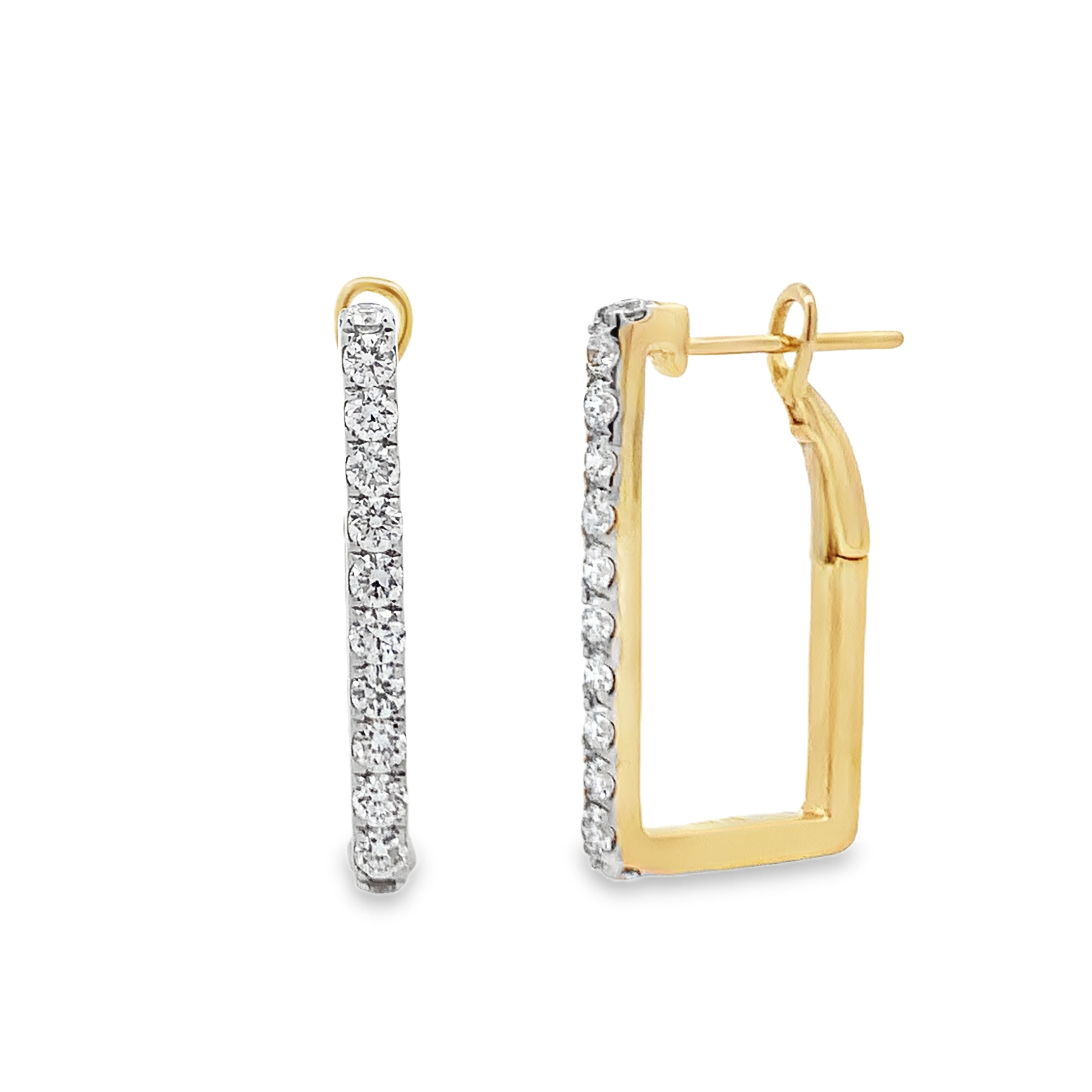 Frederic Sage 14K Yellow Gold Diamond Rectangular Hoops