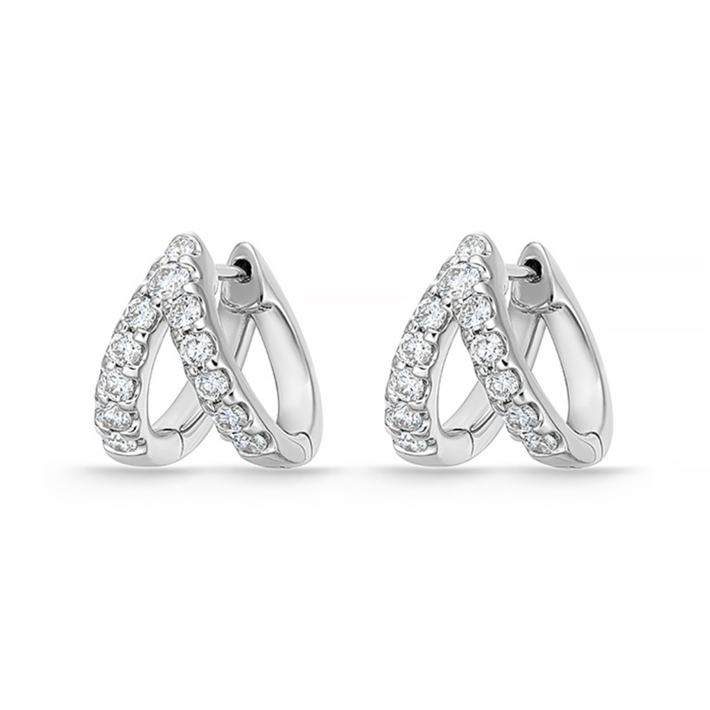 Memoire 18K White Gold Odessa V Diamond Huggies