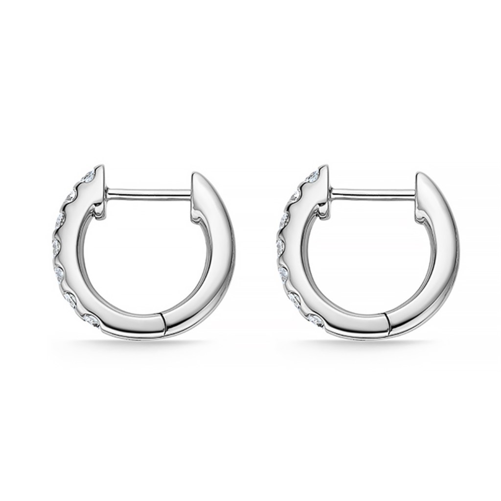 Memoire 18K White Gold Odessa V Diamond Huggies