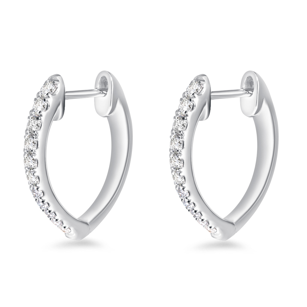Memoire 18K White Gold Imperial Pointed Diamond Huggies
