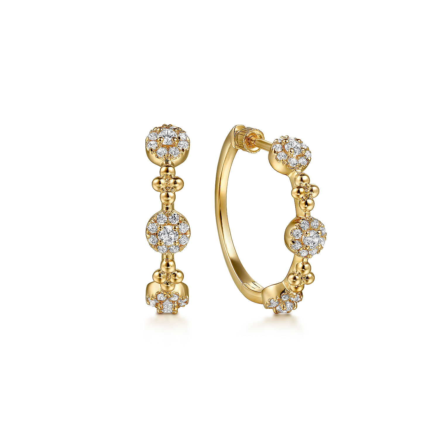 Gabriel & Co. 14K Yellow Gold Bujukan Diamond Cluster Hoops