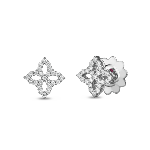 Roberto Coin 18K White Gold Venetian Princess Diamond Flower Studs
