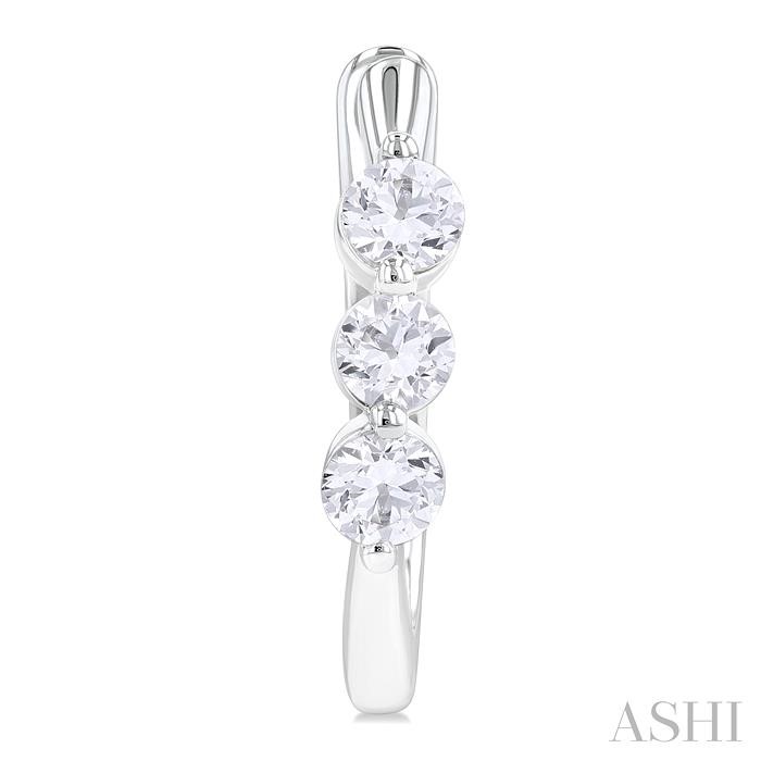 14K White Gold 3/4-Carat 3-Stone Diamond Hoops
