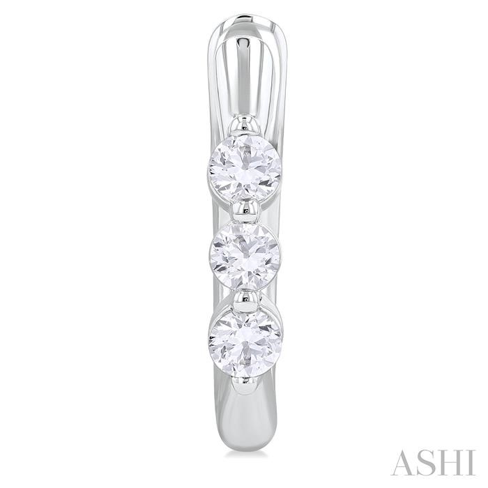 14K White Gold 1/3-Carat 3-Stone Diamond Hoops