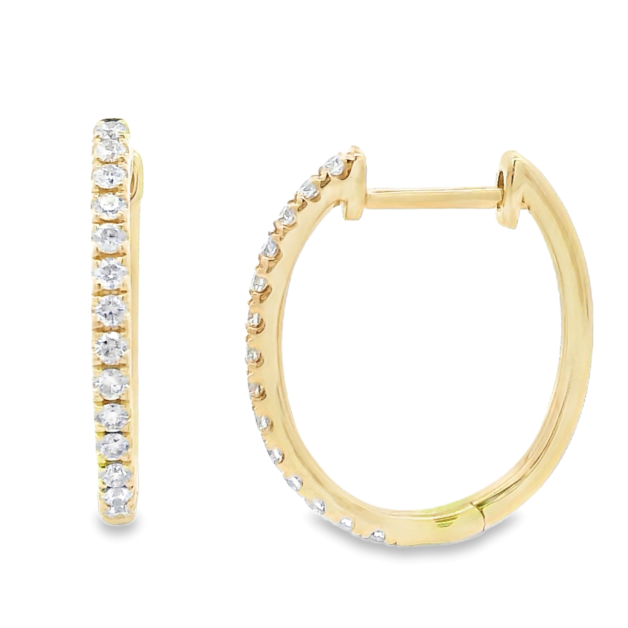 14K Yellow Gold Medium Oblong Diamond Huggies