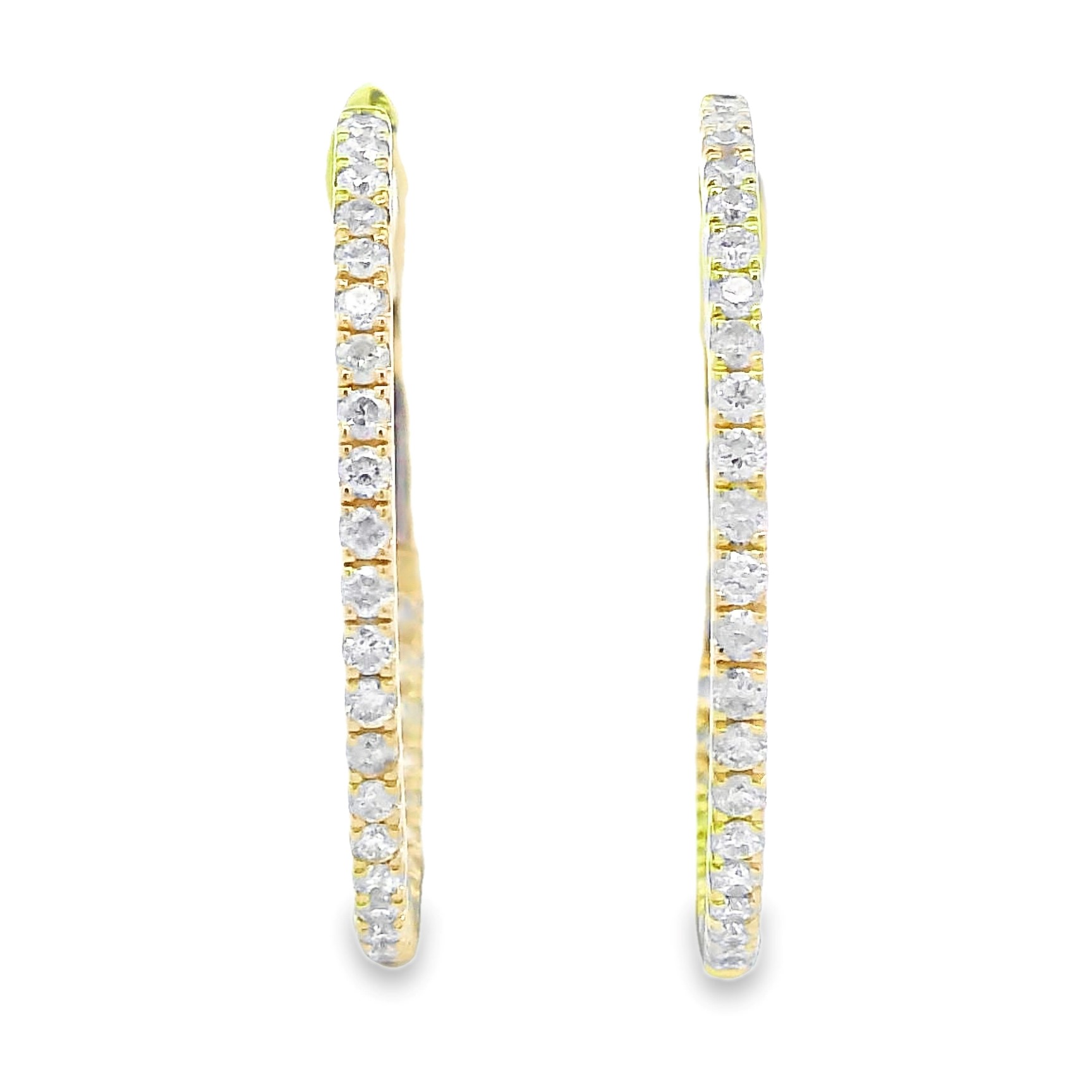 14K Yellow Gold 22mm Diamond Hoops