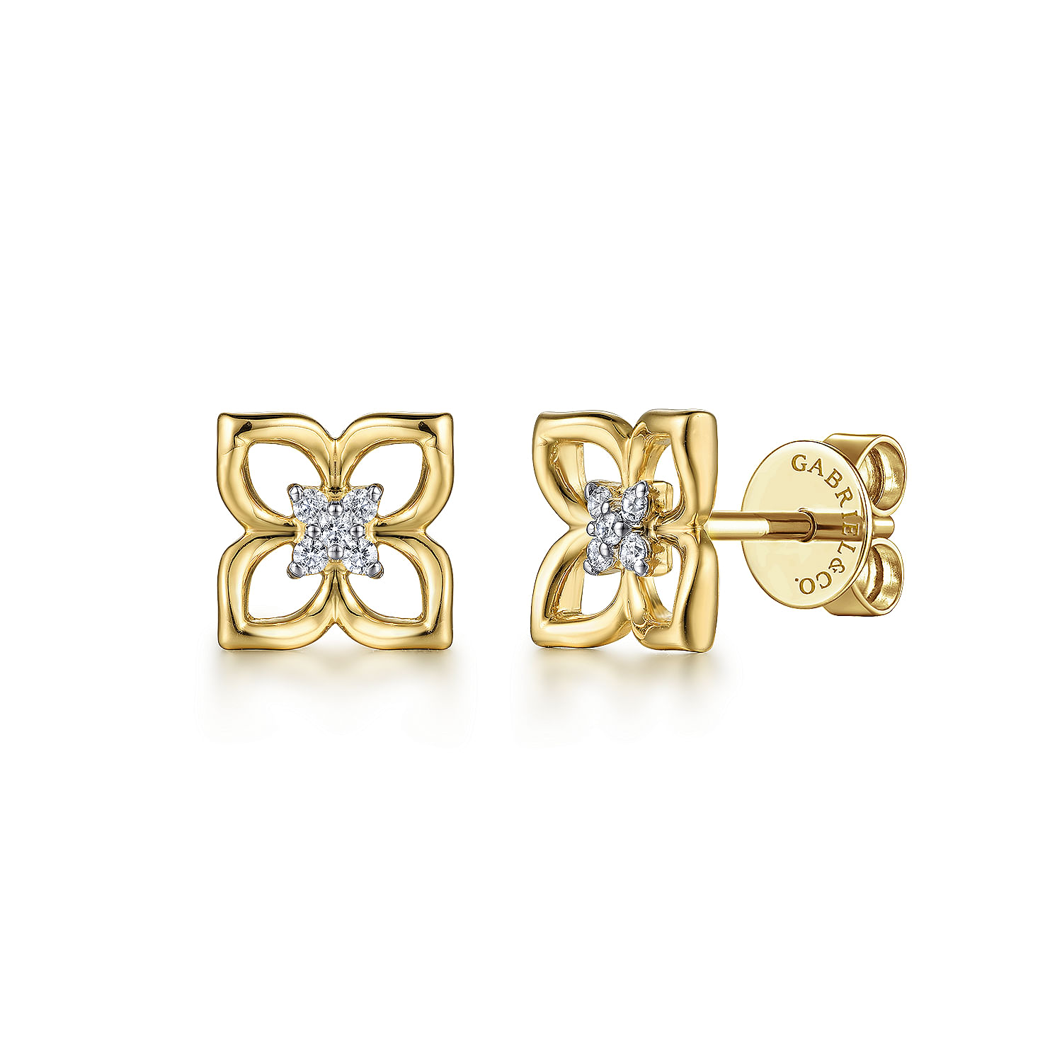 Gabriel & Co. 14K Yellow Gold Diamond Flower Studs
