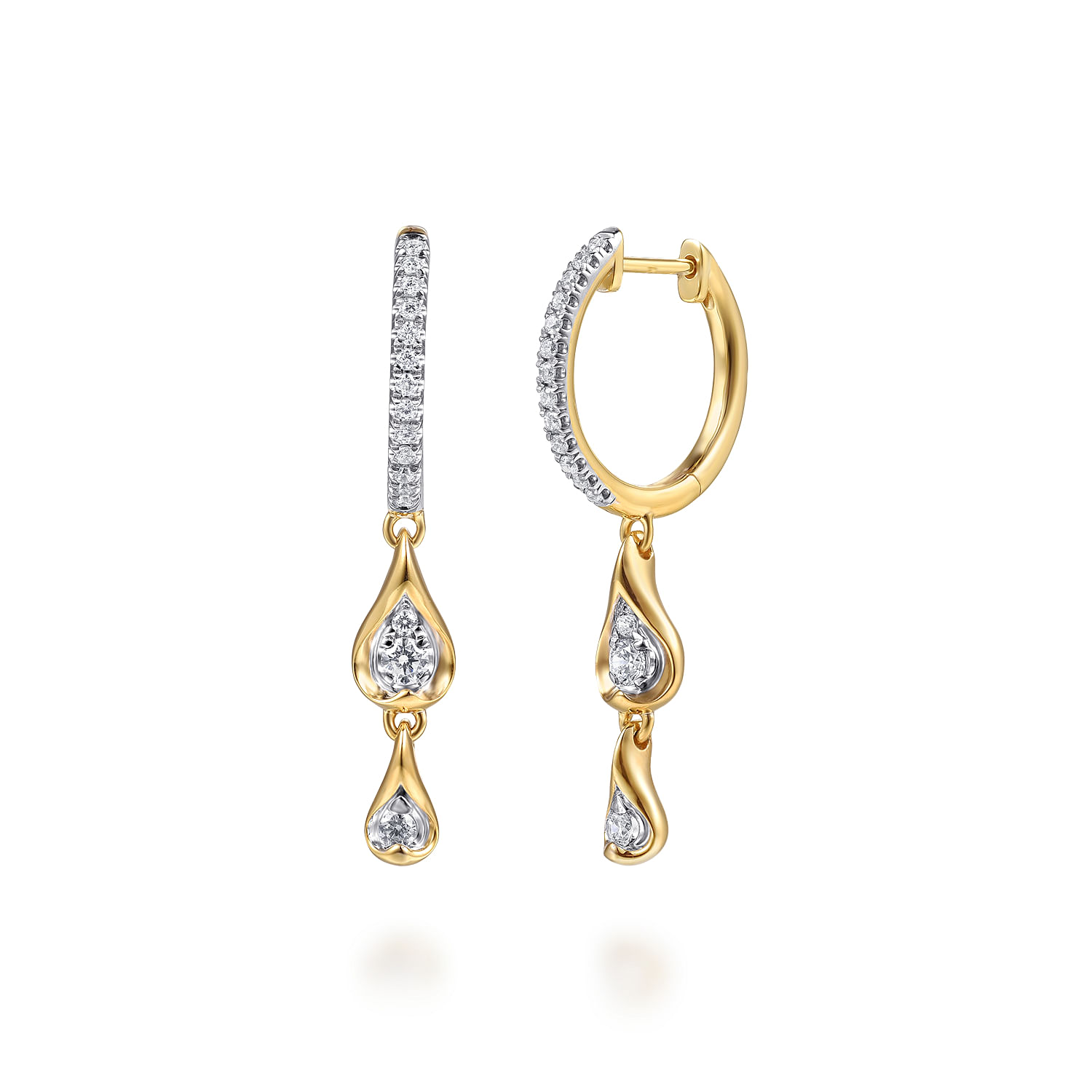 Gabriel & Co. 14K Yellow Gold Diamond Huggie Drop Earrings