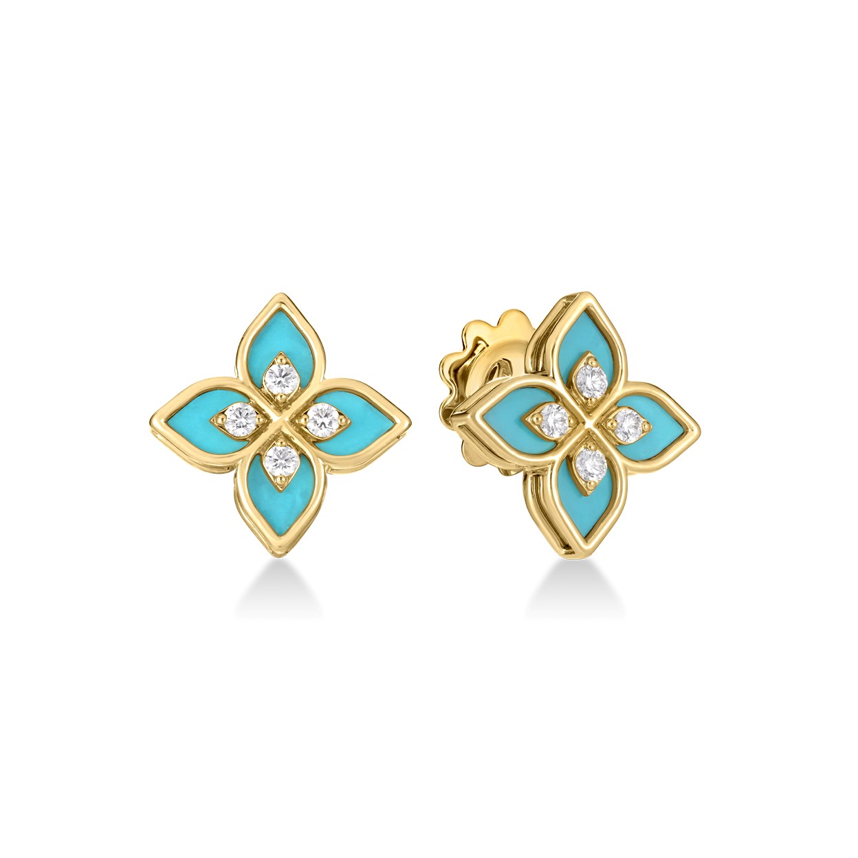 Roberto Coin 18K Yellow Gold Venetian Princess Blue Enamel & Diamond Earrings