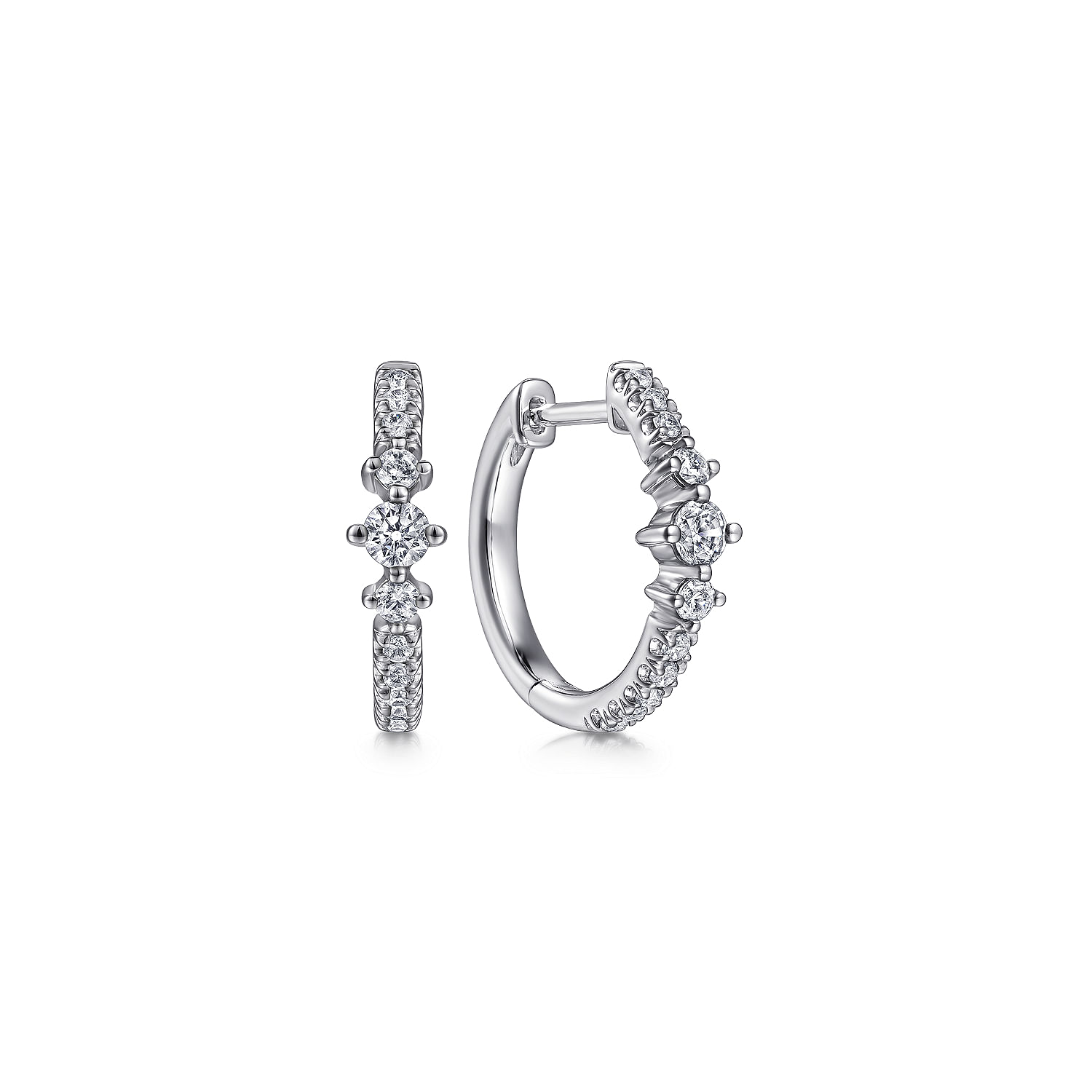 Gabriel & Co. 14K White Gold Lusso Diamond Station Huggies