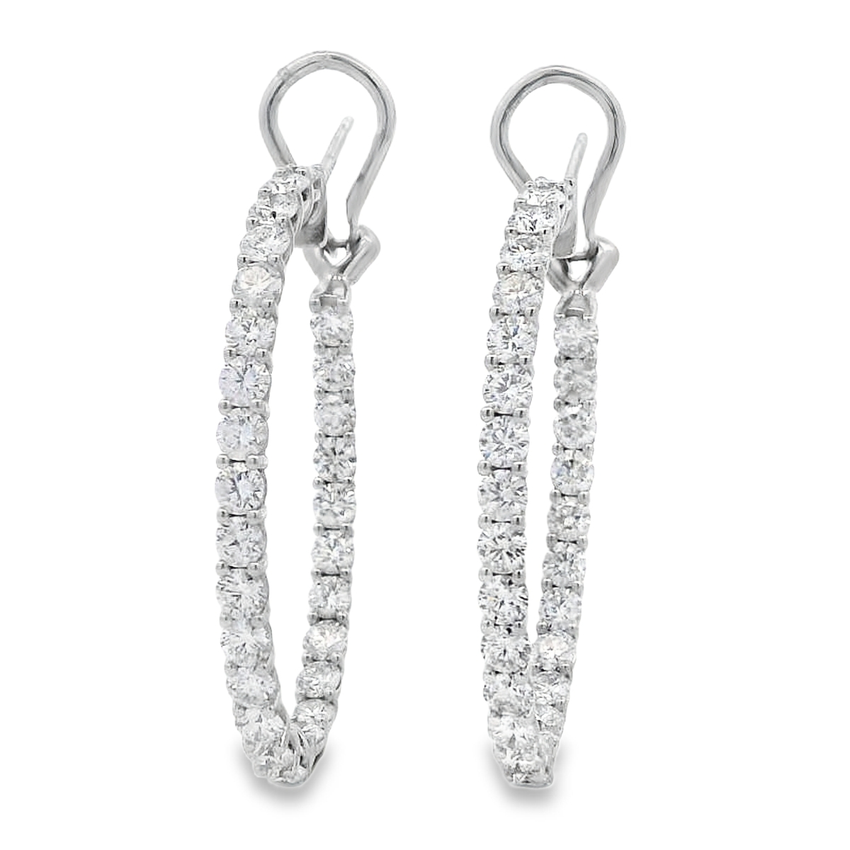 Norman Silverman 18K White Gold Oval Inside-Out Diamond Hoops
