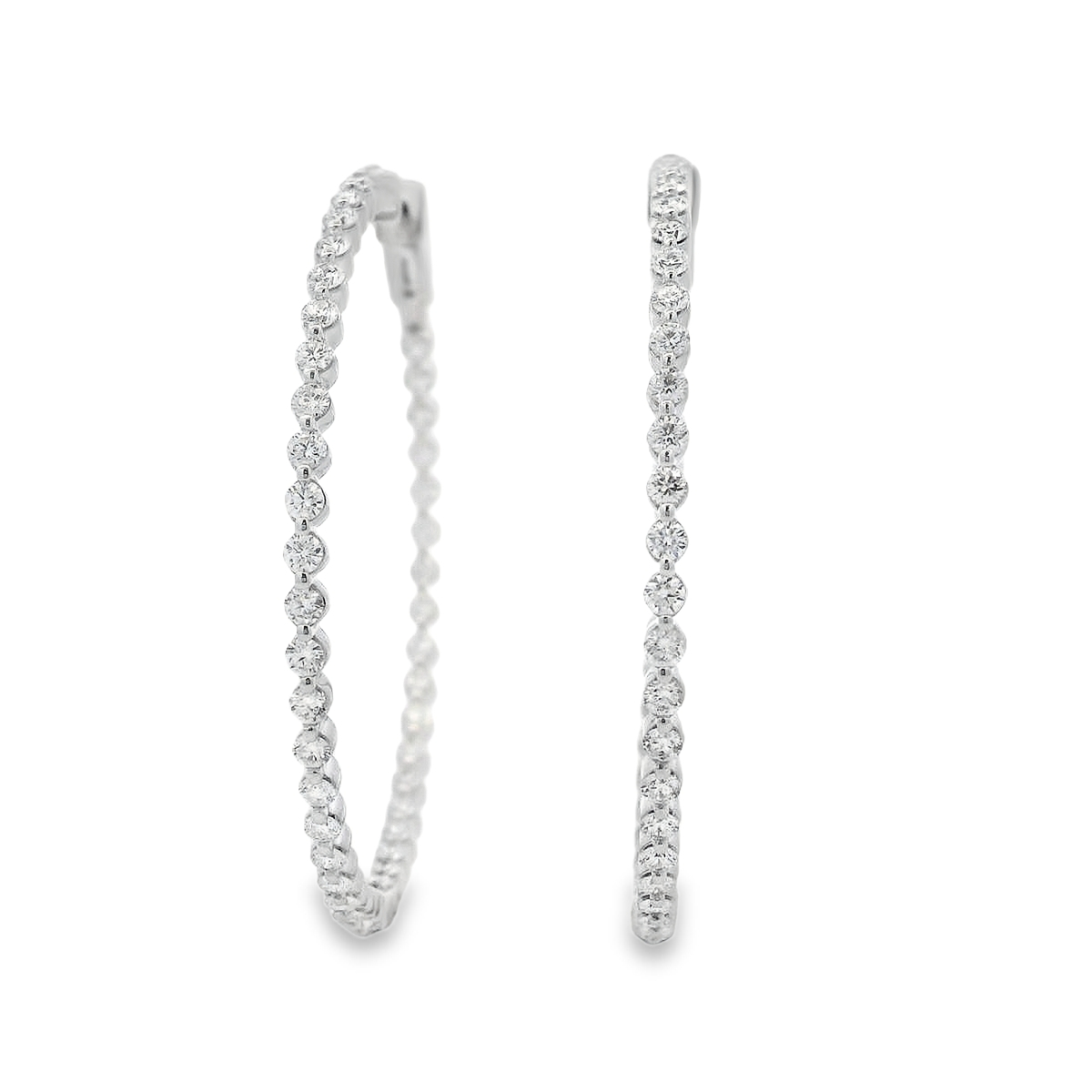 Norman Silverman 18K White Gold Large Bubble Diamond Hoops