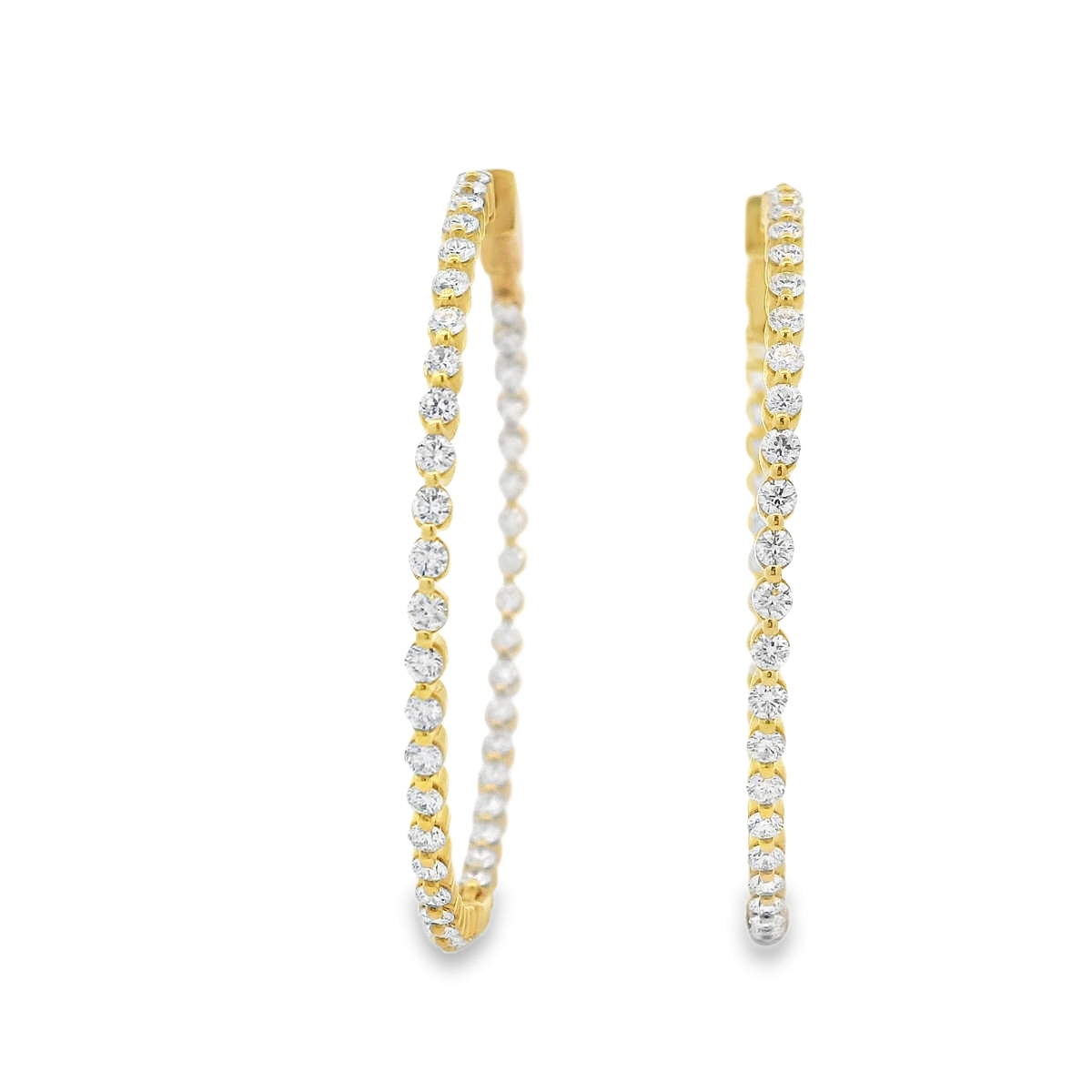 Norman Silverman 18K Yellow Gold Large Bubble Diamond Hoops