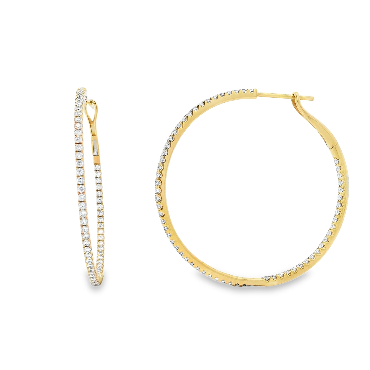 18K Yellow Gold Diamond Large Hoops