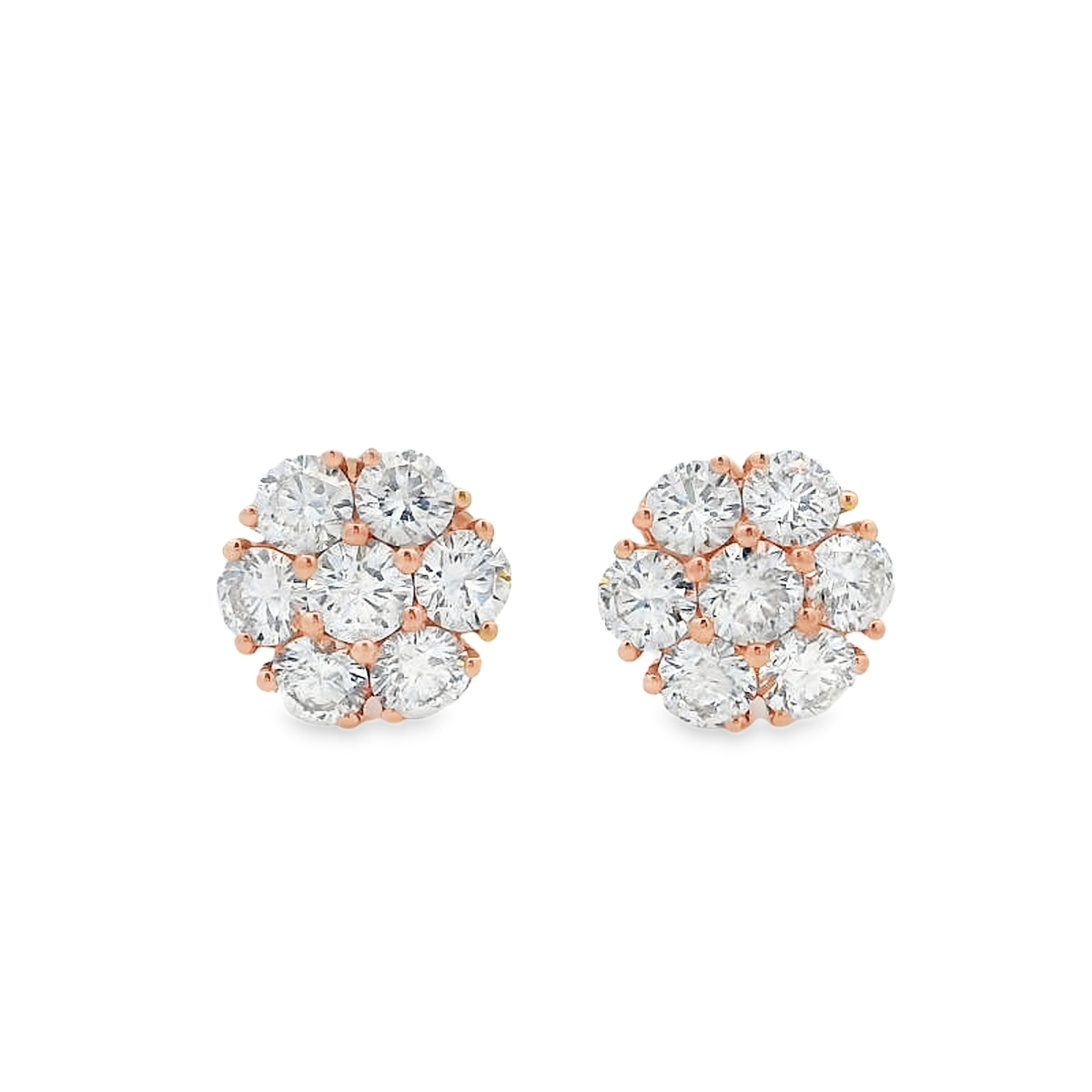 18K Yellow & Rose Gold Diamond Cluster Studs