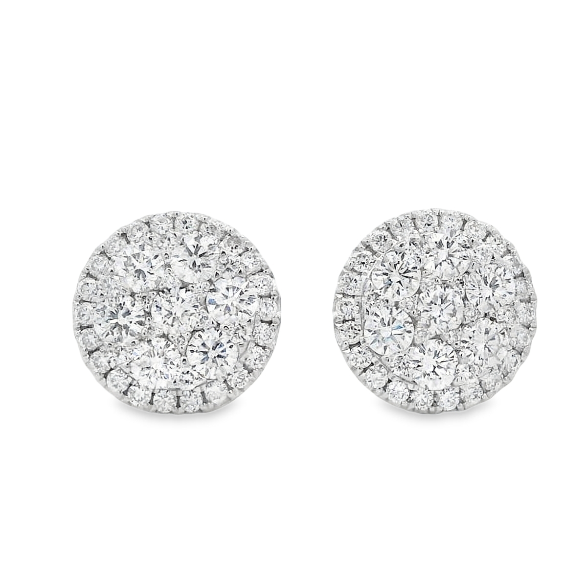 18K White Gold Diamond Circle Cluster Studs