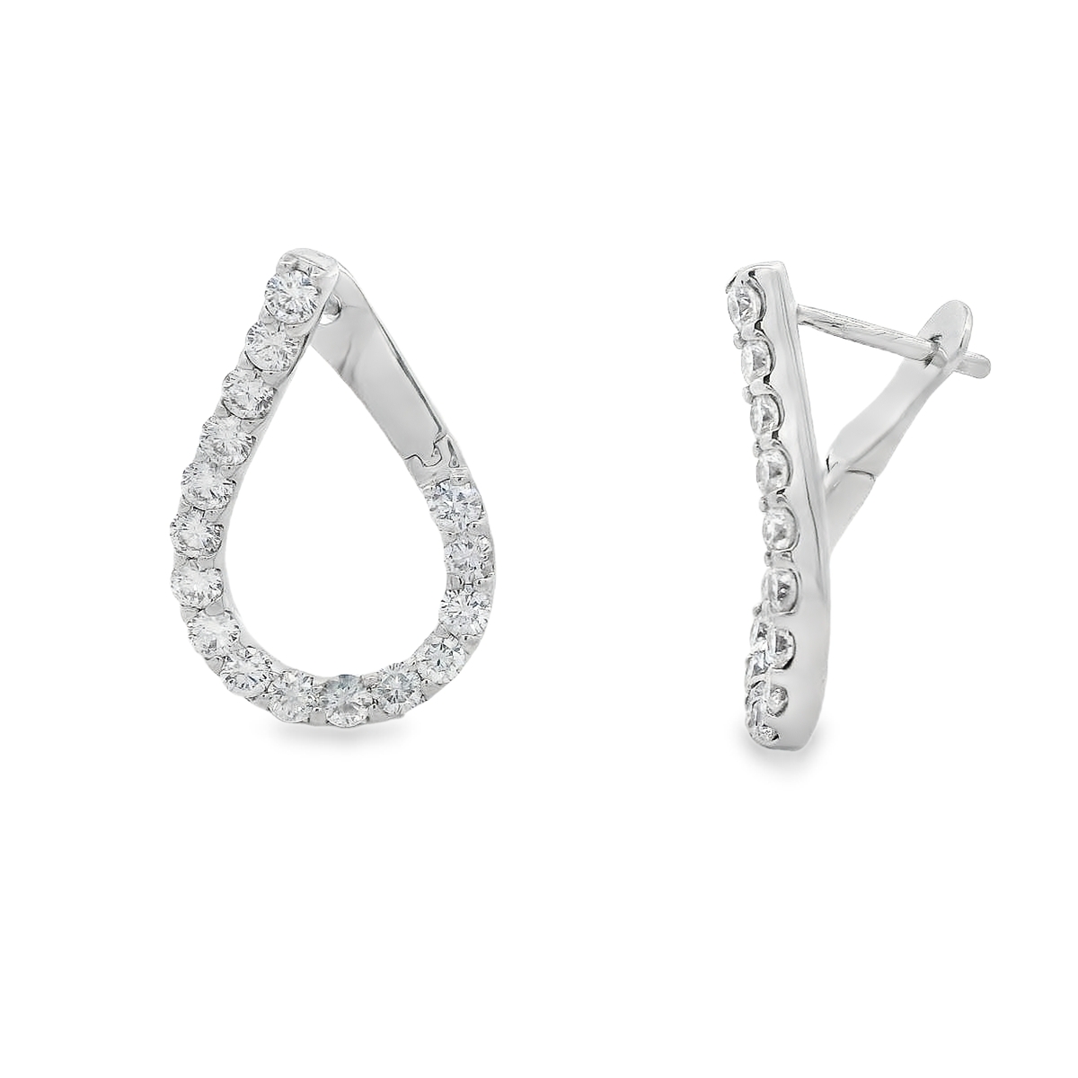 18K White Gold Diamond Twisted Front-Back Hoops