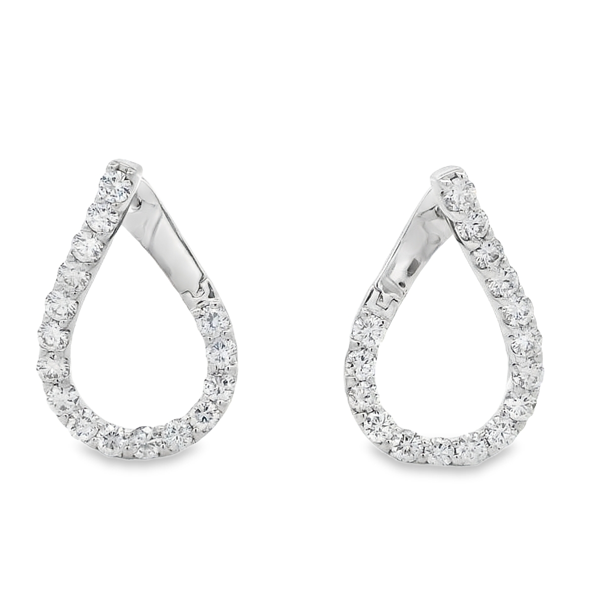 18K White Gold Diamond Twisted Front-Back Hoops