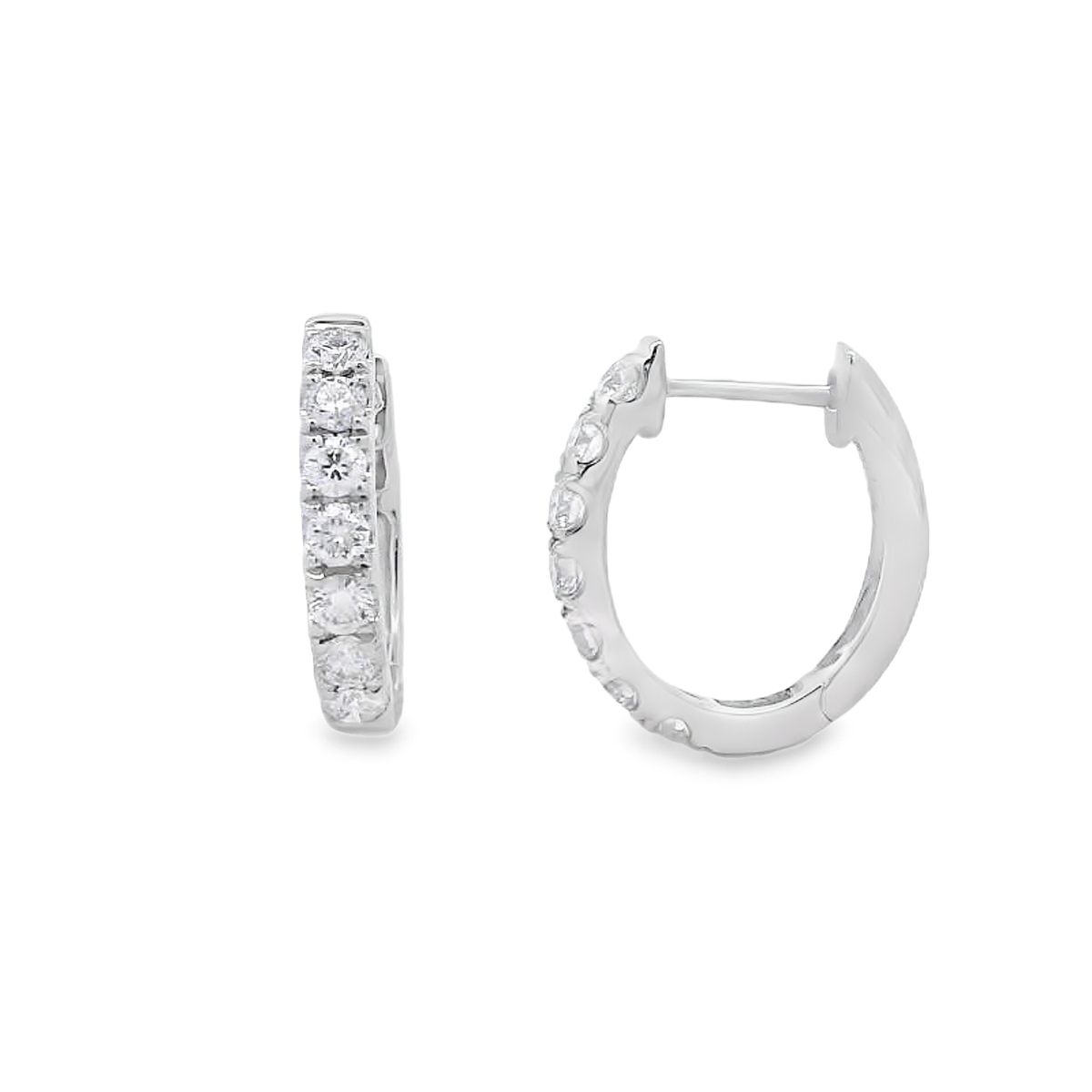 18K White Gold Diamond Small Hoops