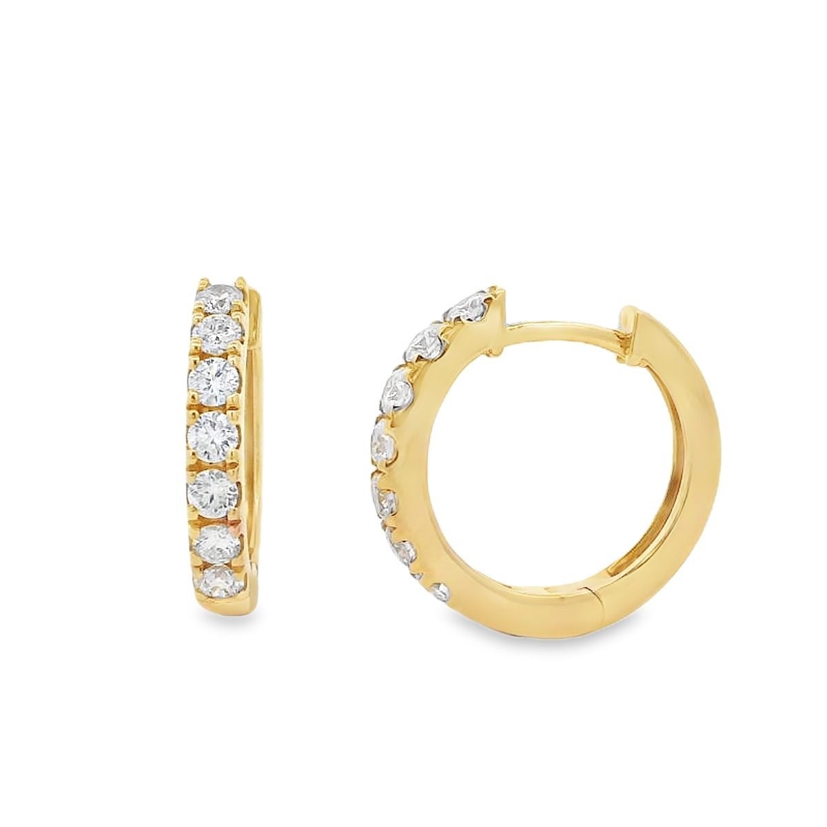 18K Yellow Gold Diamond Hoops