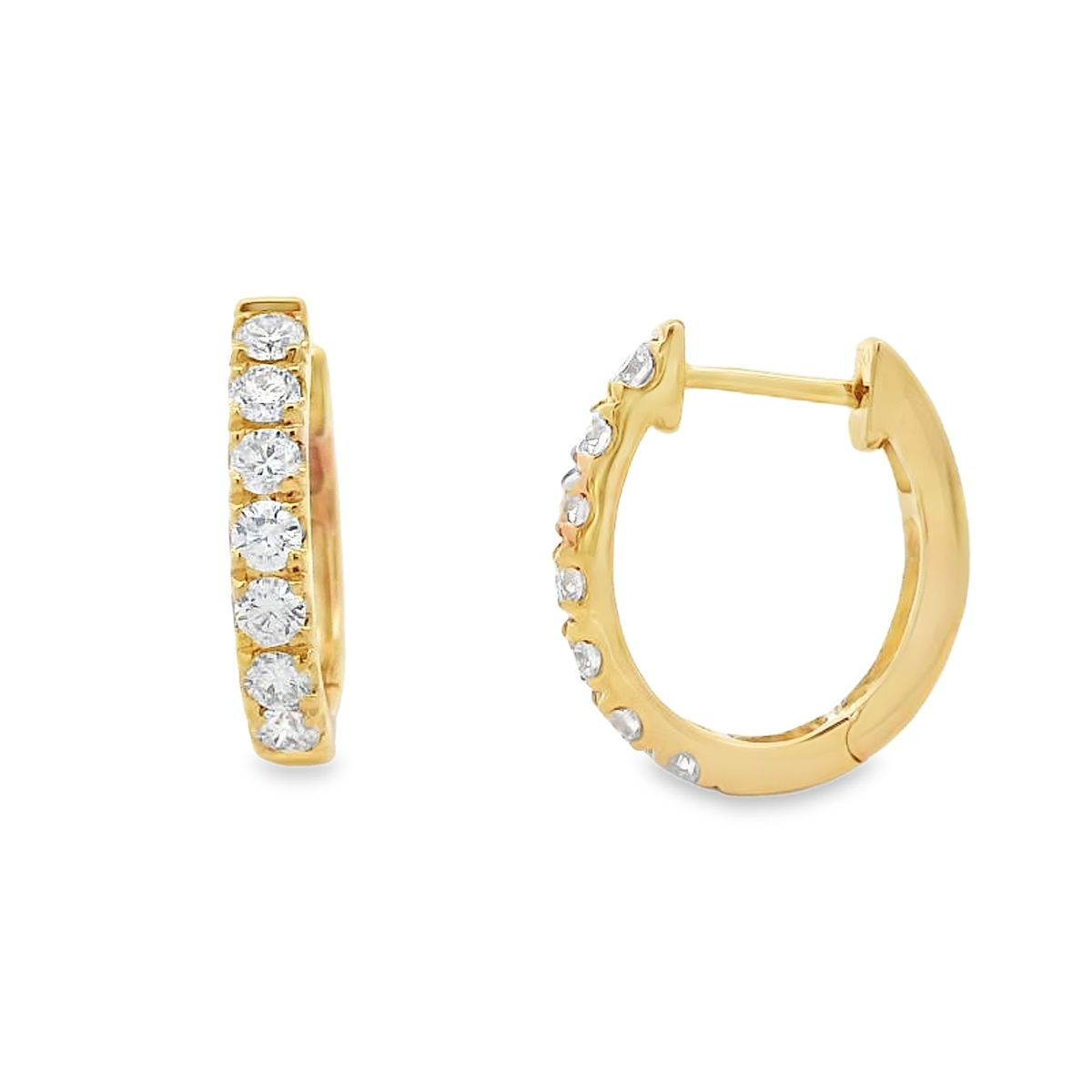 18K Yellow Gold Small Diamond Hoops