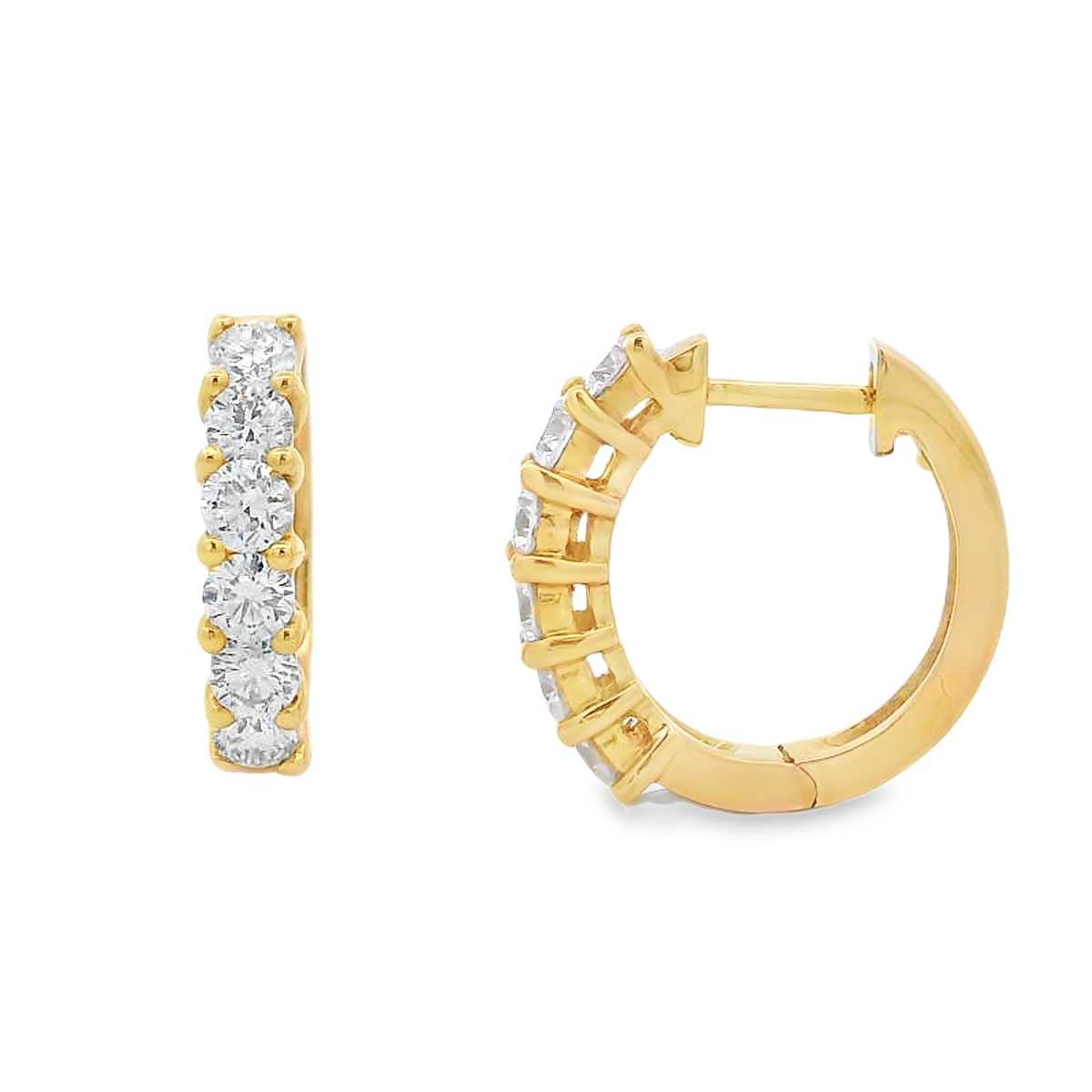 18K Yellow Gold Diamond Hoops