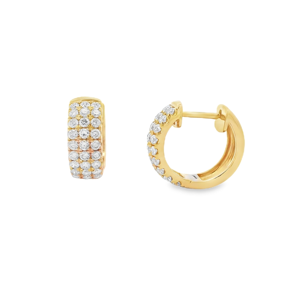 18K Yellow Gold Pave Diamond Hoops