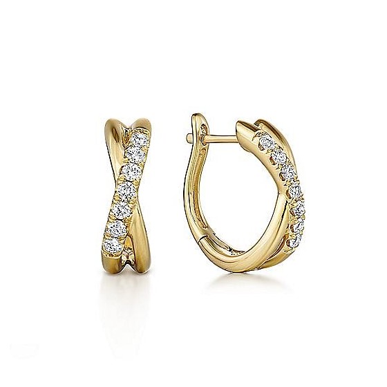 Gabriel & Co. 14K Yellow Gold Twisted Diamond Huggies