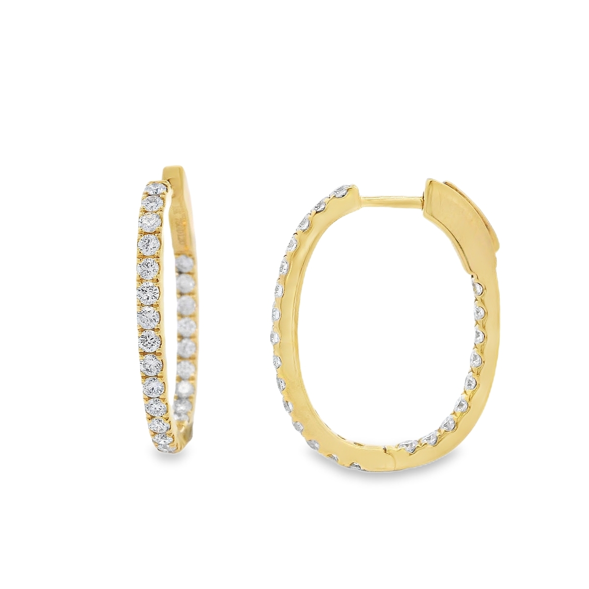 18K Yellow Gold Diamond Hoops