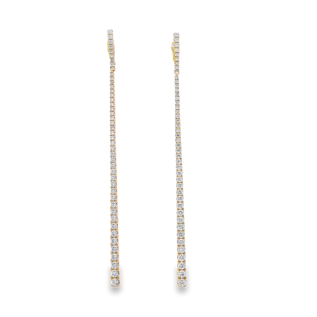 18K Yellow Gold Straight Line Dangling Diamond Earrings