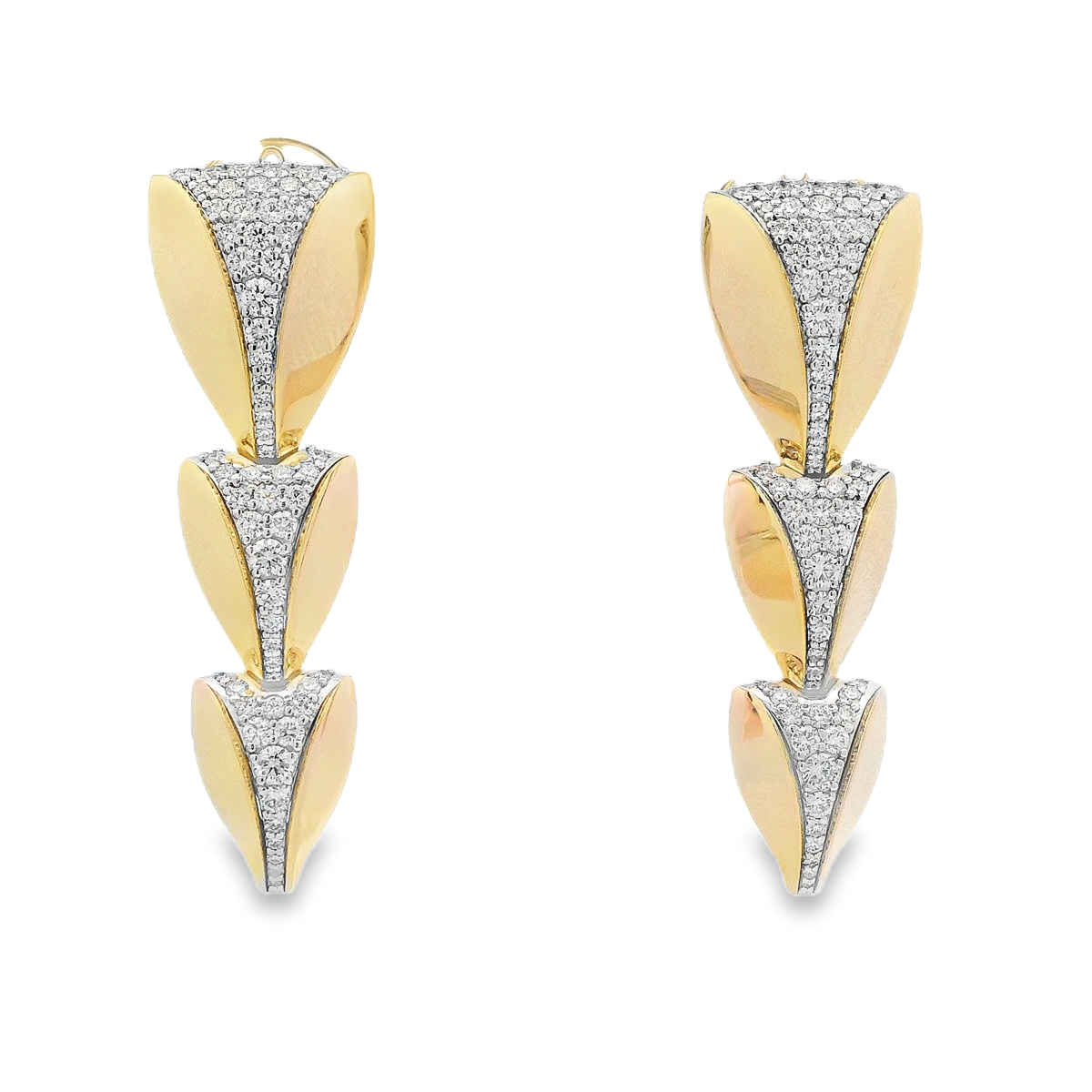 Damaso 18K Two-Tone Diamond Interlocking Arrowhead Diamond Dangling Earrings