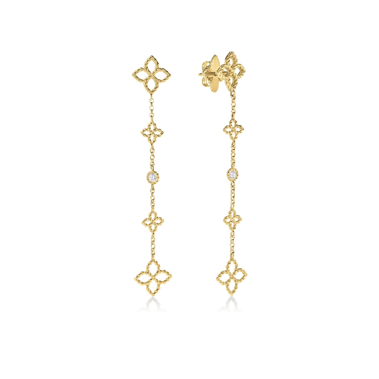 Roberto Coin 18K Yellow Gold Principessa Diamond & Flower Dangle Earrings