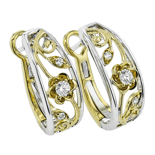 Simon G. 18K Two-Tone Diamond Trellis Hoops
